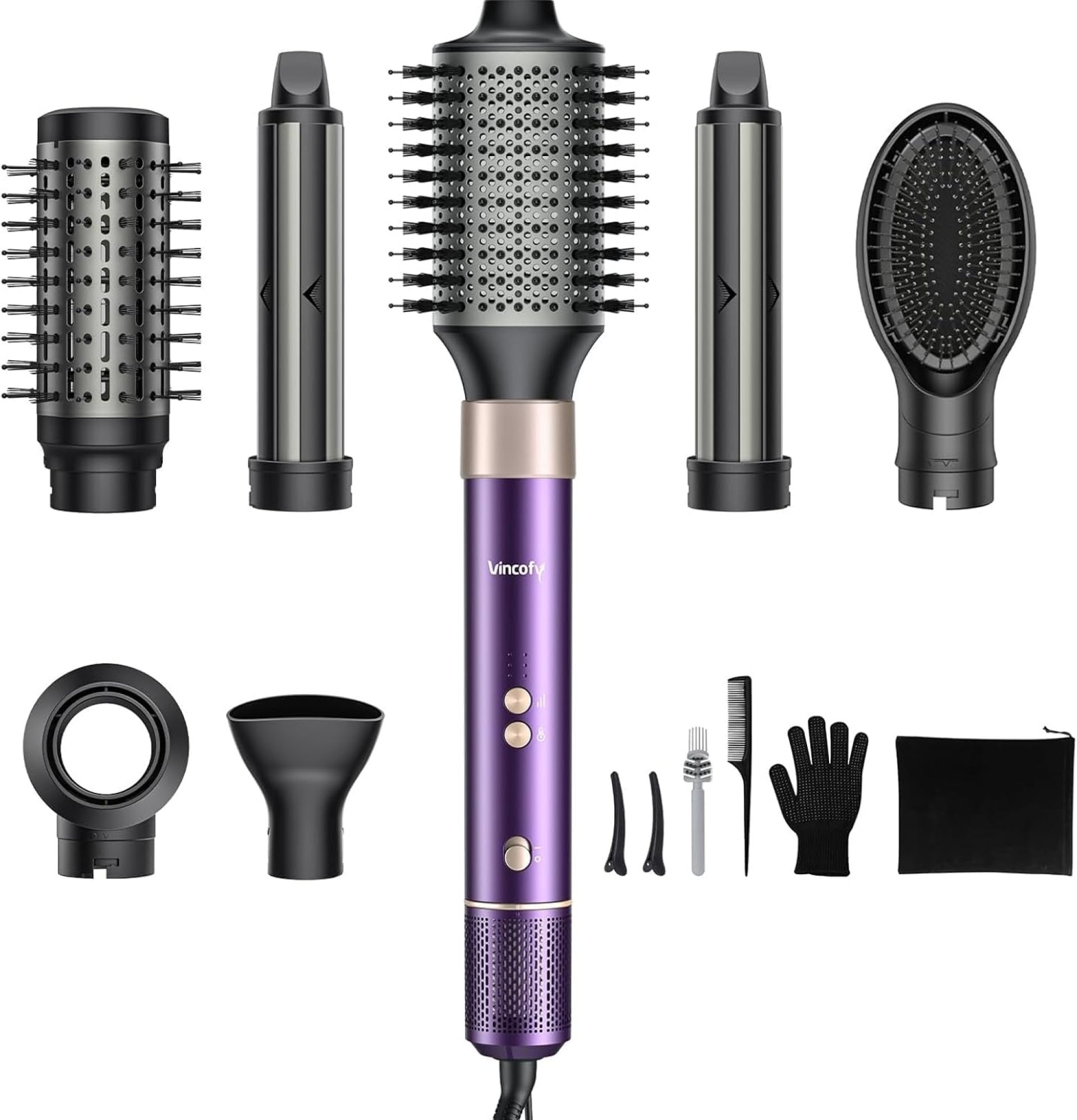 7-in-1 Hair Dryer Brush and Hair Styler Set – Fast Drying, Curling, Straightening & Volumizing – Hot Air Styling Tool with No Heat Damage – for All Hair Types – Lavender 7-in-1 Hair Dryer Brush and Hair Styler Set – Fast Drying, Curling, Straightening & Volumizing – Hot Air Styling Tool with No Heat Damage – for All Hair Types – Lavender