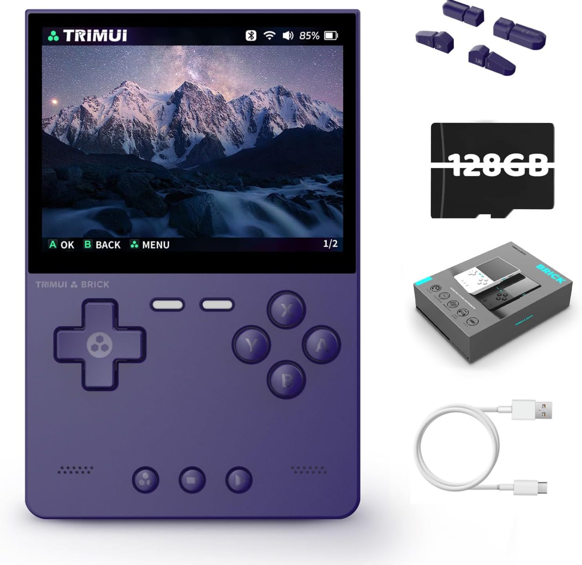 Trimui Brick Retro Game Console 3.2-Inches 1024×768 IPS Screen Built-in 128G TF Card Video Gaming Consoles 3000mAh Lithium Battery Supports Multiple Simulators Casual Game Console(Purple) Trimui Brick Retro Game Console 3.2-Inches 1024×768 IPS Screen Built-in 128G TF Card Video Gaming Consoles 3000mAh Lithium Battery Supports Multiple Simulators Casual Game Console(Purple)