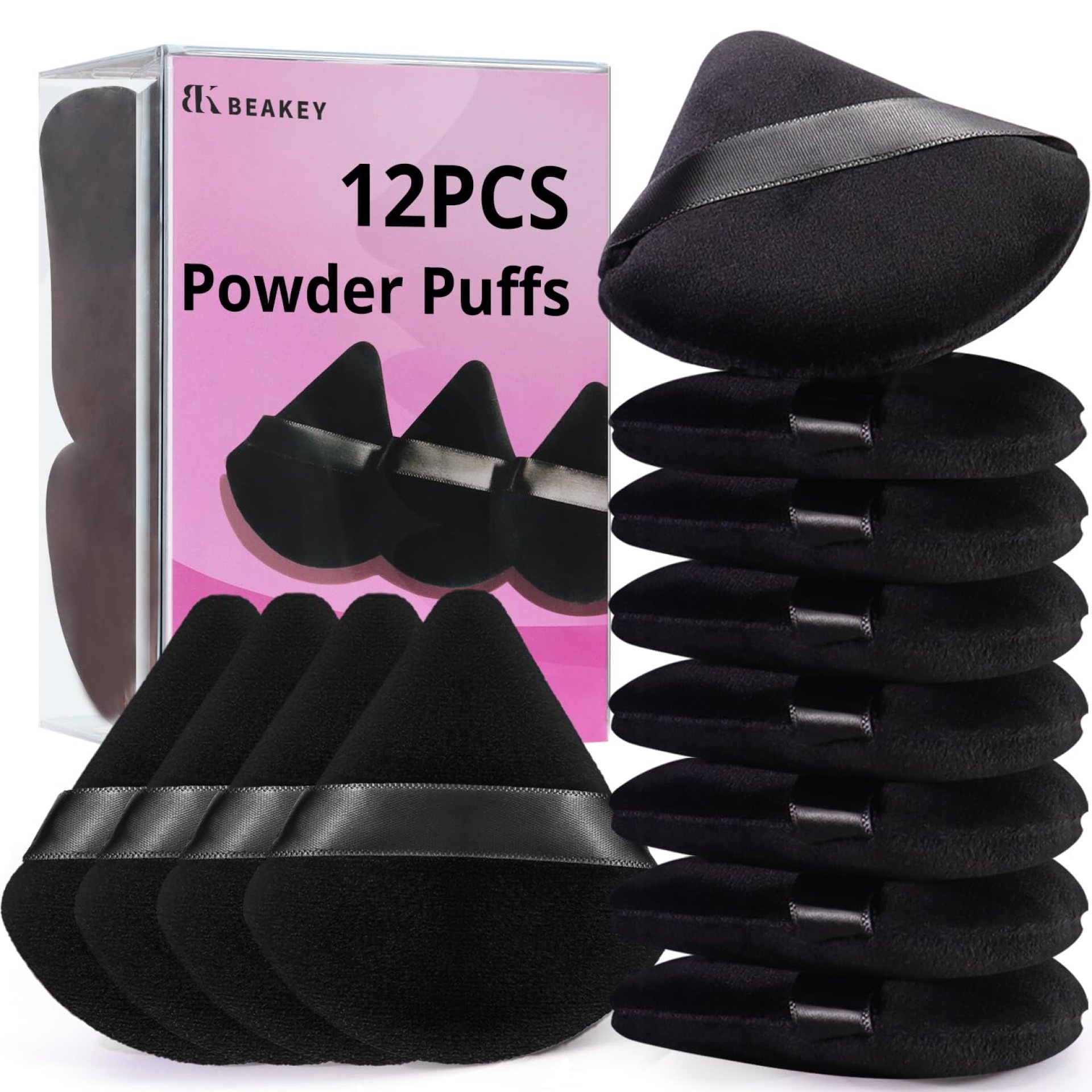 BEAKEY 12pcs Powder Puffs for Face Powder Triangle Powder Puff for Loose and Cosmetic Foundation, Makeup Puff for Contouring, Cloud Kiss Beauty Makeup Tools BEAKEY 12pcs Powder Puffs for Face Powder Triangle Powder Puff for Loose and Cosmetic Foundation, Makeup Puff for Contouring, Cloud Kiss Beauty Makeup Tools