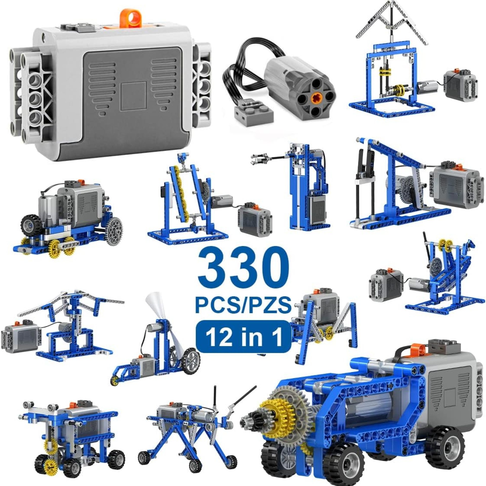 330Pcs Building Kit, 12 in 1 STEM Toys with Electric Power Motor for Kids, DIY Erector Set for Boys Girls, Technic Building Suit Creative Play Great Gift for Kids Age 6+ 330Pcs Building Kit, 12 in 1 STEM Toys with Electric Power Motor for Kids, DIY Erector Set for Boys Girls, Technic Building Suit Creative Play Great Gift for Kids Age 6+