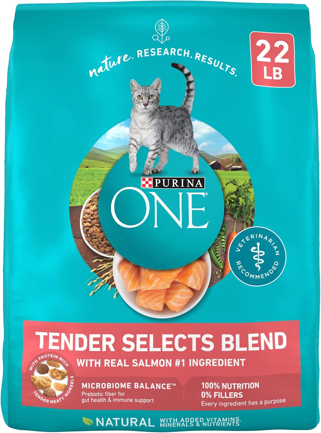 Purina ONE Natural Dry Cat Food, Tender Selects Blend with Real Salmon – 22 lb. Bag Purina ONE Natural Dry Cat Food, Tender Selects Blend with Real Salmon – 22 lb. Bag