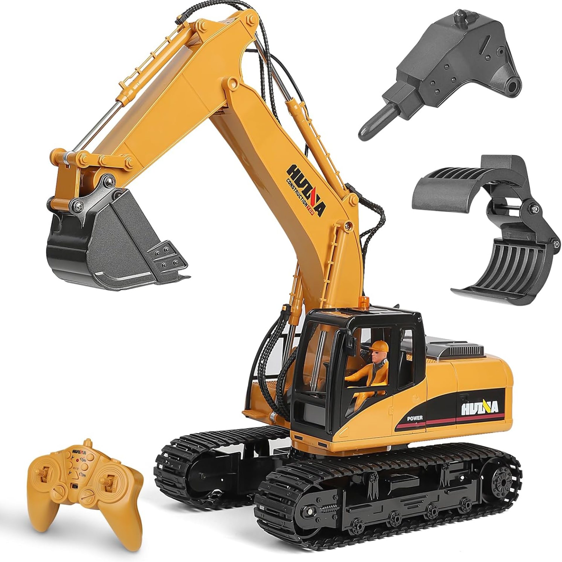 3 in 1 Remote Control Excavator Toy 1/14 Scale RC Excavator for Adults, 15 Channel Upgrade Full Functional Construction Vehicles with Tools Metal Breaker and Electric Gripper(Yellow/Black) 3 in 1 Remote Control Excavator Toy 1/14 Scale RC Excavator for Adults, 15 Channel Upgrade Full Functional Construction Vehicles with Tools Metal Breaker and Electric Gripper(Yellow/Black)