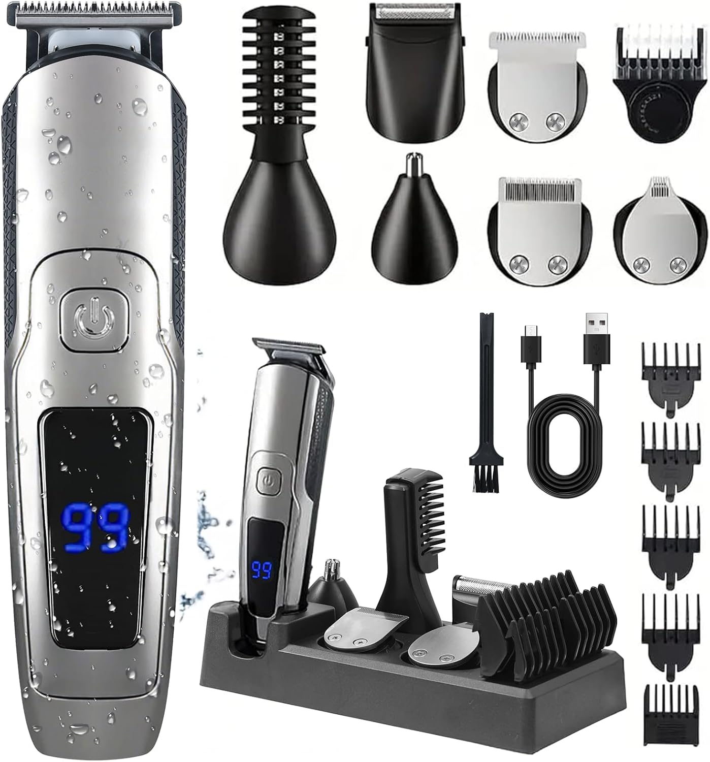 Premium Beard Trimmer for Men, 20 Length Settings, Waterproof Electric Razor for Men, Hair Trimmer, Nose Hair Trimmer, Cordless Hair Clippers, All-in-One Grooming Kit Premium Beard Trimmer for Men, 20 Length Settings, Waterproof Electric Razor for Men, Hair Trimmer, Nose Hair Trimmer, Cordless Hair Clippers, All-in-One Grooming Kit