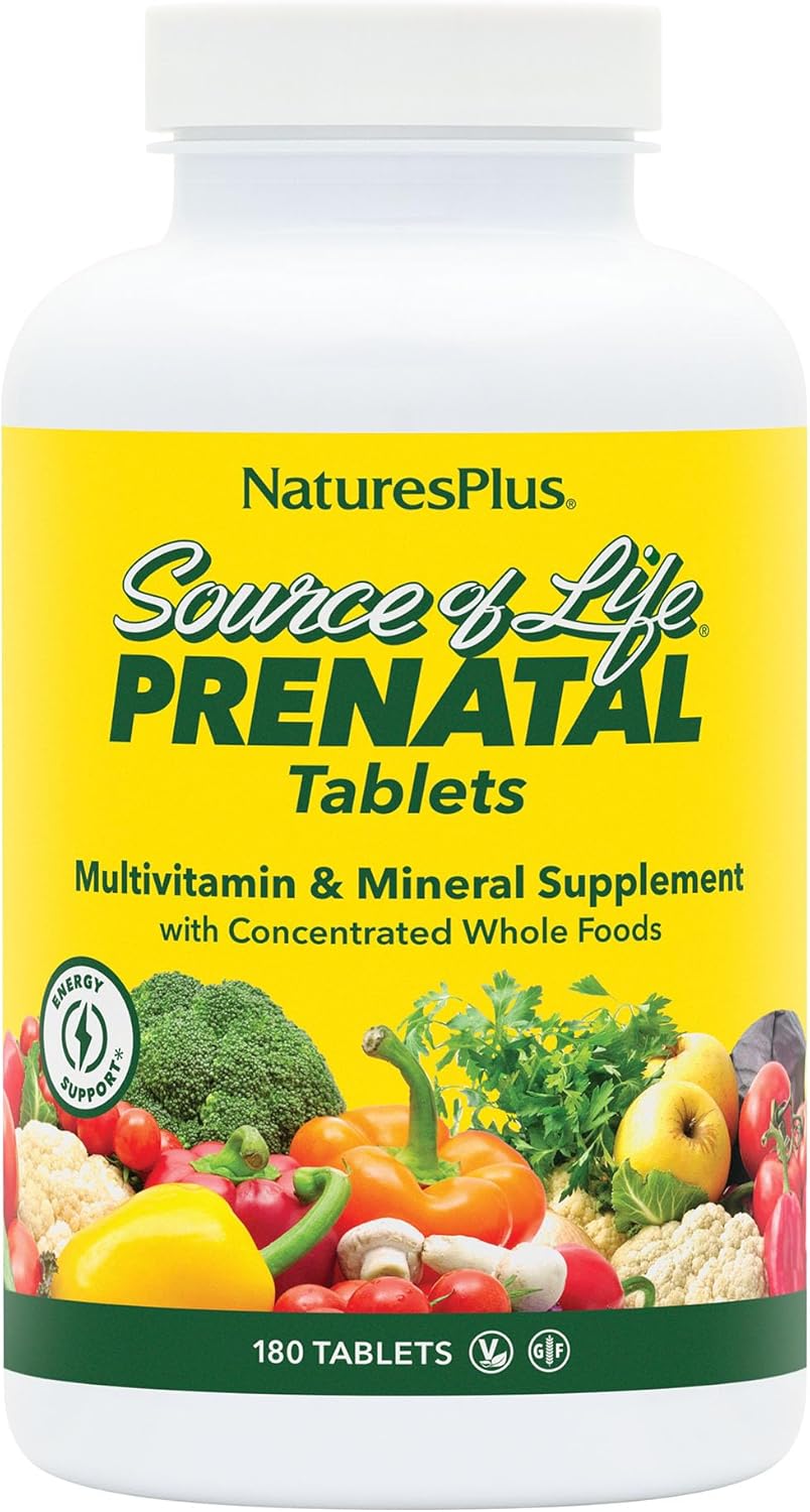 Natures Plus Source of Life Prenatal – 800 mcg Folate, 180 Vegetarian Tablets – All Natural Prenatal Vitamin & Minerals with Iron & Calcium – Optimal Health & Energy – Gluten-Free – 90 Servings Natures Plus Source of Life Prenatal – 800 mcg Folate, 180 Vegetarian Tablets – All Natural Prenatal Vitamin & Minerals with Iron & Calcium – Optimal Health & Energy – Gluten-Free – 90 Servings