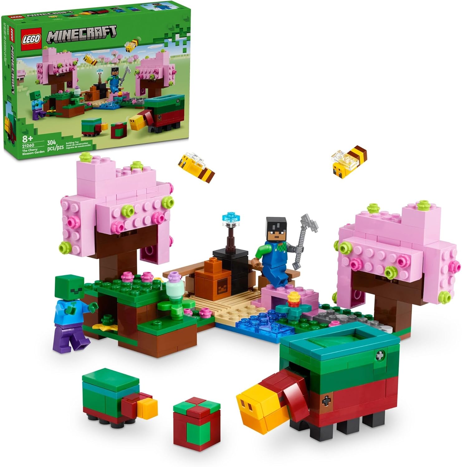 LEGO Minecraft The Cherry Blossom Garden, Video Game Toy for Kids, Building Set with 2 Minecraft Minifigures, Bees and a Sniffer Figure, Hands-on Minecraft Toy for Boys and Girls Ages 8 and Up, 21260 LEGO Minecraft The Cherry Blossom Garden, Video Game Toy for Kids, Building Set with 2 Minecraft Minifigures, Bees and a Sniffer Figure, Hands-on Minecraft Toy for Boys and Girls Ages 8 and Up, 21260