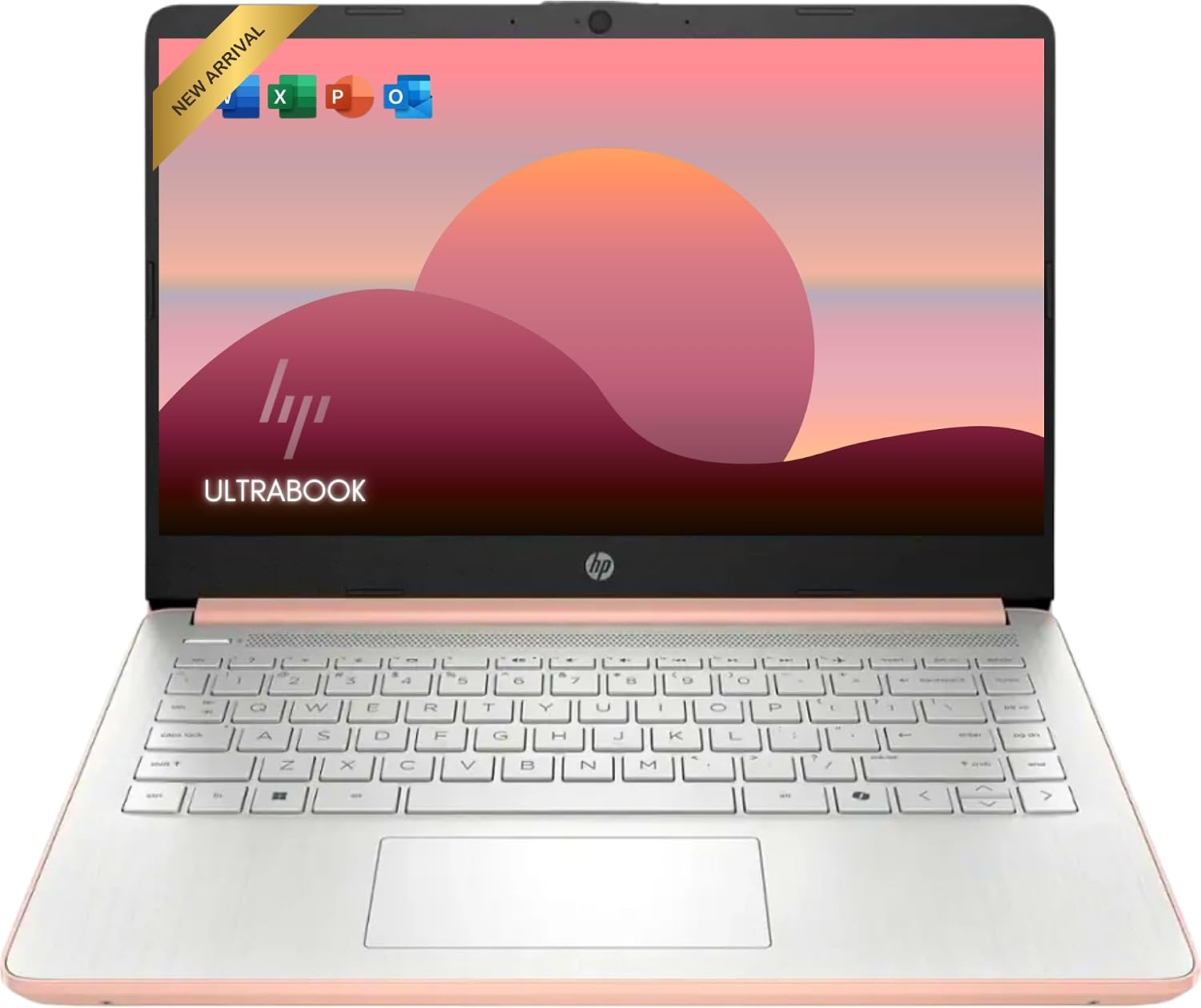 HP Rose Gold Ultrabook 14 Laptop with Office 365, Intel 4-Core CPU, 1.1TB Storage (1TB OneDrive and 128GB Emmc), 8GB RAM, Windows 11, Without Mouse HP Rose Gold Ultrabook 14 Laptop with Office 365, Intel 4-Core CPU, 1.1TB Storage (1TB OneDrive and 128GB Emmc), 8GB RAM, Windows 11, Without Mouse