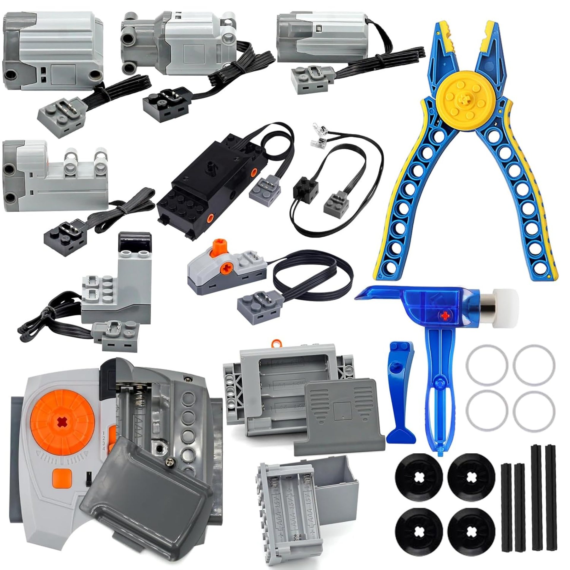 30-in-1 Motor Kit Compatible with Train Technic Cars, DIY Motor Building Set with Carbon Fiber Axles, Servo Motor, Speed Remote Control, Receiver, Battery Box, Separator Building Block Tool Kit 30-in-1 Motor Kit Compatible with Train Technic Cars, DIY Motor Building Set with Carbon Fiber Axles, Servo Motor, Speed Remote Control, Receiver, Battery Box, Separator Building Block Tool Kit