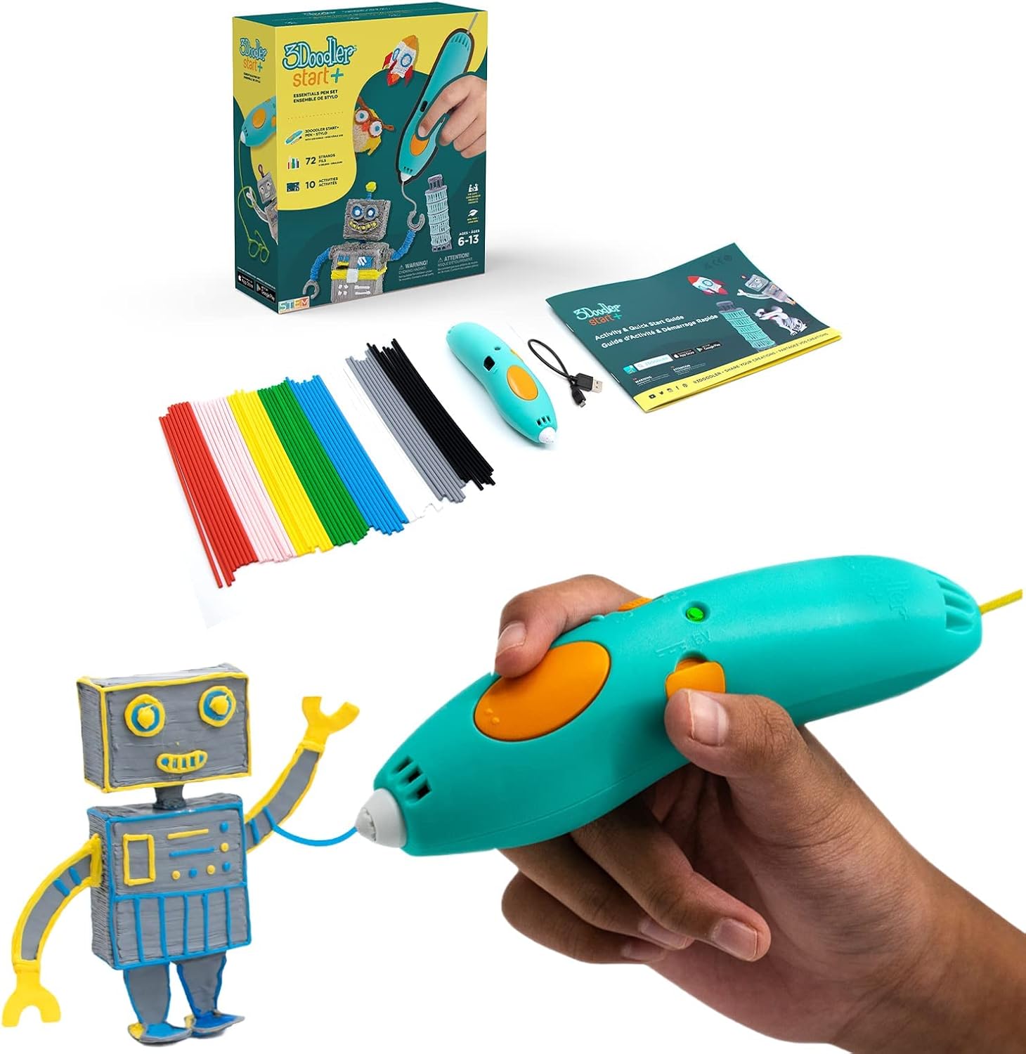 3Doodler Start+ Essentials (2024) 3D Pen Set for Kids, Easy to Use, Learn from Home Art Activity Set, Educational STEM Toy for Boys & Girls Ages 6+ 3Doodler Start+ Essentials (2024) 3D Pen Set for Kids, Easy to Use, Learn from Home Art Activity Set, Educational STEM Toy for Boys & Girls Ages 6+