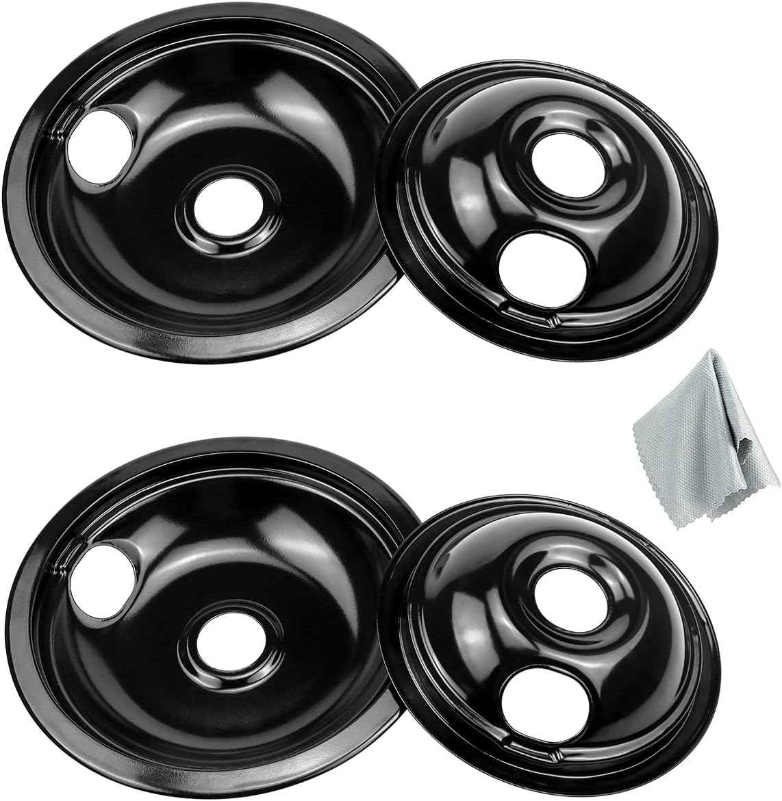 Black Porcelain Drip Pans Set 4-Pack 318067041 & 318067051 Compatible with Frigi-daire Ken-more Range Oven Replaces Electric Range Stove Burner 5304430149,5304430150 by Fetechmate Black Porcelain Drip Pans Set 4-Pack 318067041 & 318067051 Compatible with Frigi-daire Ken-more Range Oven Replaces Electric Range Stove Burner 5304430149,5304430150 by Fetechmate