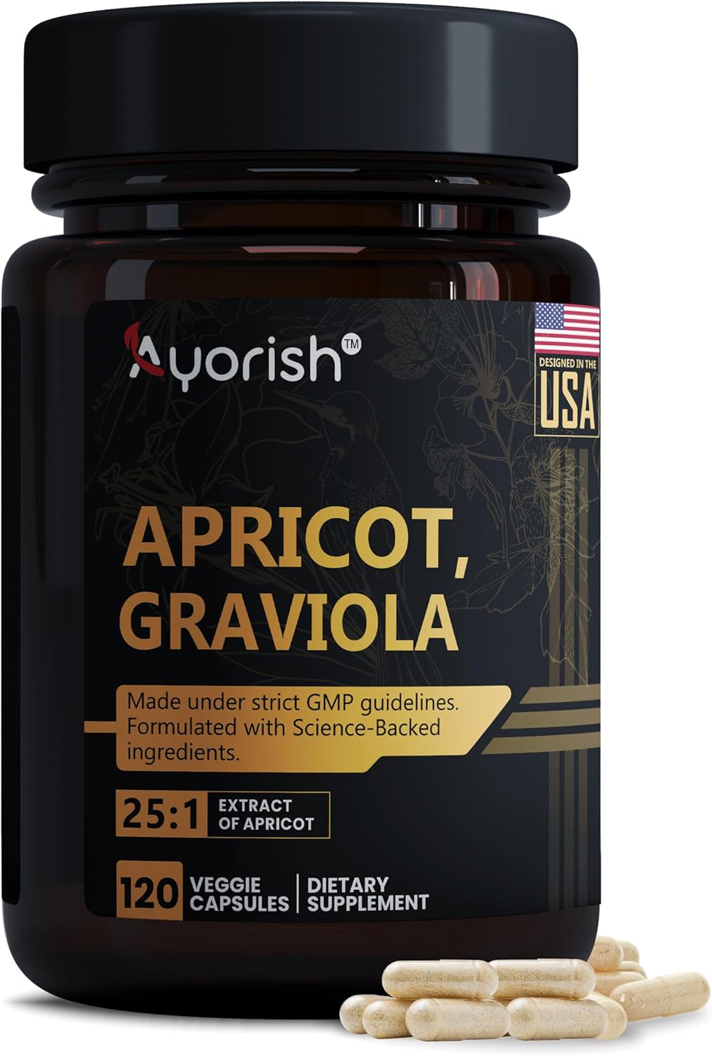 Apricot 500 mg with Soursop Graviola Extract Capsule – 120 Veggie Capsules 60 Servings Non-GMO, Vegan Apricot 500 mg with Soursop Graviola Extract Capsule – 120 Veggie Capsules 60 Servings Non-GMO, Vegan