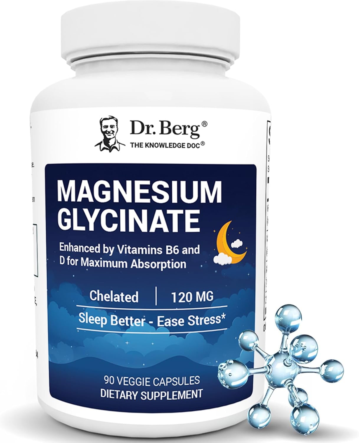 Dr. Berg Magnesium Glycinate with Vitamin D, B6 & Zinc for Stress Relief, Calm, Relaxation, & Good Sleep* – 120 mg Per Magnesium Supplement Capsule – Chelated Magnesium Glycinate – 90 Caps Dr. Berg Magnesium Glycinate with Vitamin D, B6 & Zinc for Stress Relief, Calm, Relaxation, & Good Sleep* – 120 mg Per Magnesium Supplement Capsule – Chelated Magnesium Glycinate – 90 Caps