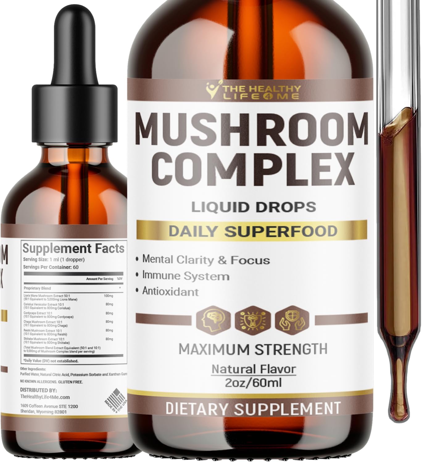 Liquid Mushroom Complex | Herbal Liquid Drops| Mushroom Supplement | Lion’s Mane, Reishi, Shiitake, Chaga, Cordyceps, Coriolus Versicolor | NonGMO 2oz – 60 Day Supply Liquid Mushroom Complex | Herbal Liquid Drops| Mushroom Supplement | Lion’s Mane, Reishi, Shiitake, Chaga, Cordyceps, Coriolus Versicolor | NonGMO 2oz – 60 Day Supply