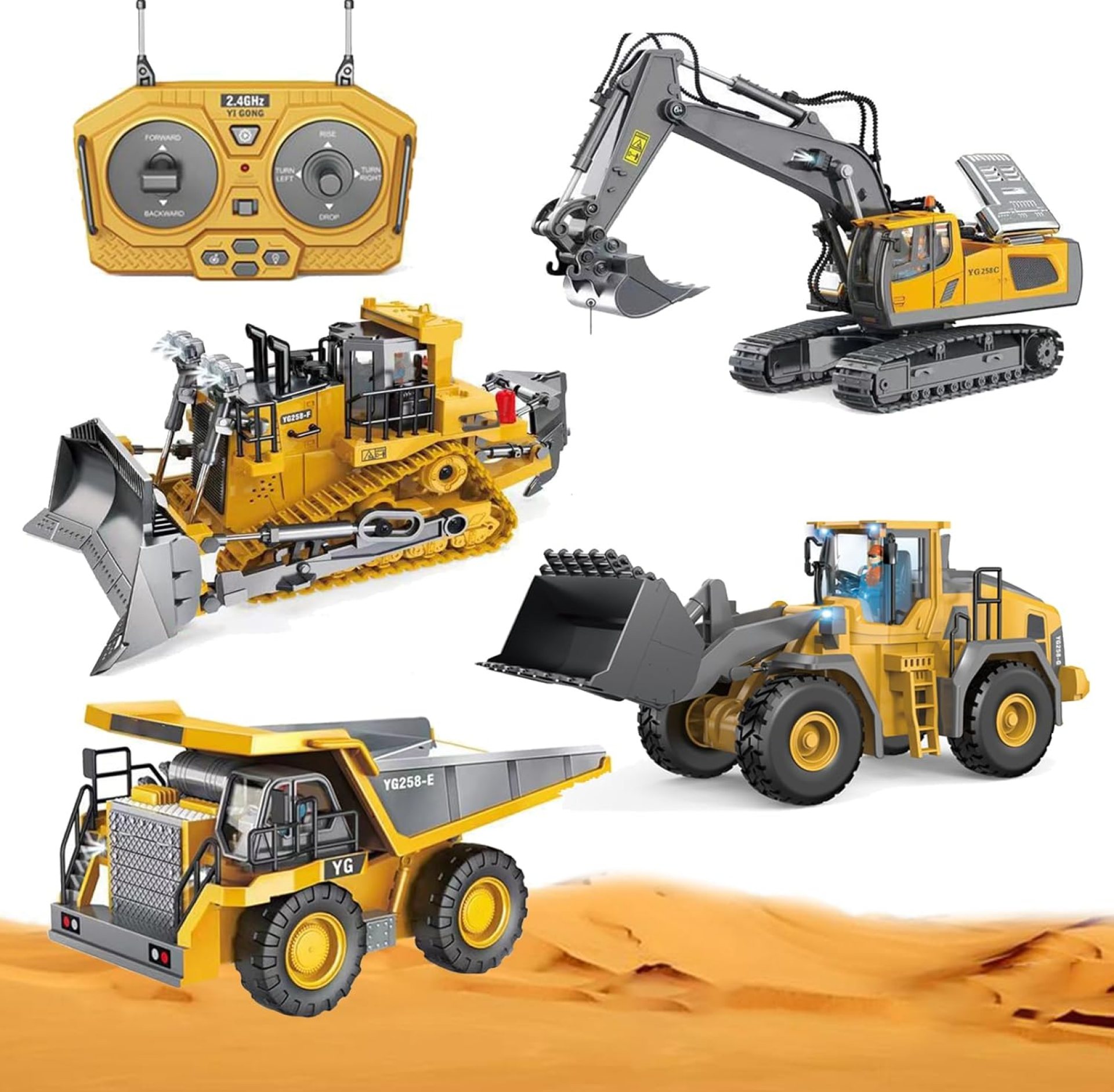 Mudsterz Excavator, Mudsterz Construction Rc, 2.4ghz Remote Control Construction Vehicle Set, with Cool Lights and Sounds (4pcs) Mudsterz Excavator, Mudsterz Construction Rc, 2.4ghz Remote Control Construction Vehicle Set, with Cool Lights and Sounds (4pcs)