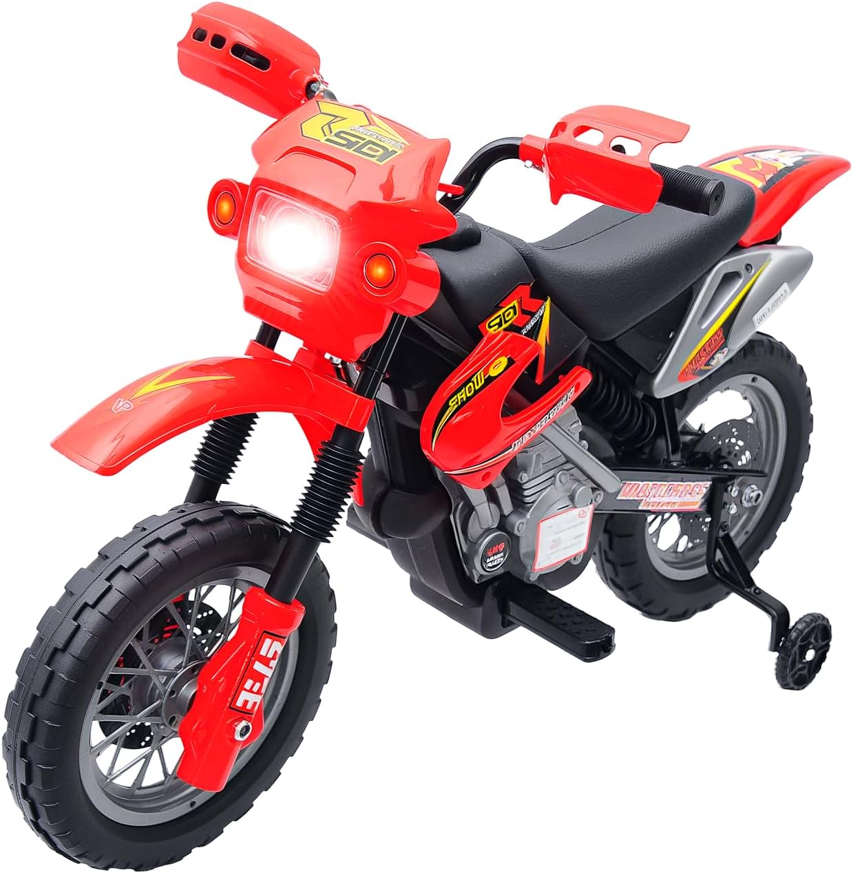 Qaba 6V Kids Motorcycle Dirt Bike Electric Battery-Powered Ride-On Toy Off-Road Street Bike with Training Wheels Red Qaba 6V Kids Motorcycle Dirt Bike Electric Battery-Powered Ride-On Toy Off-Road Street Bike with Training Wheels Red