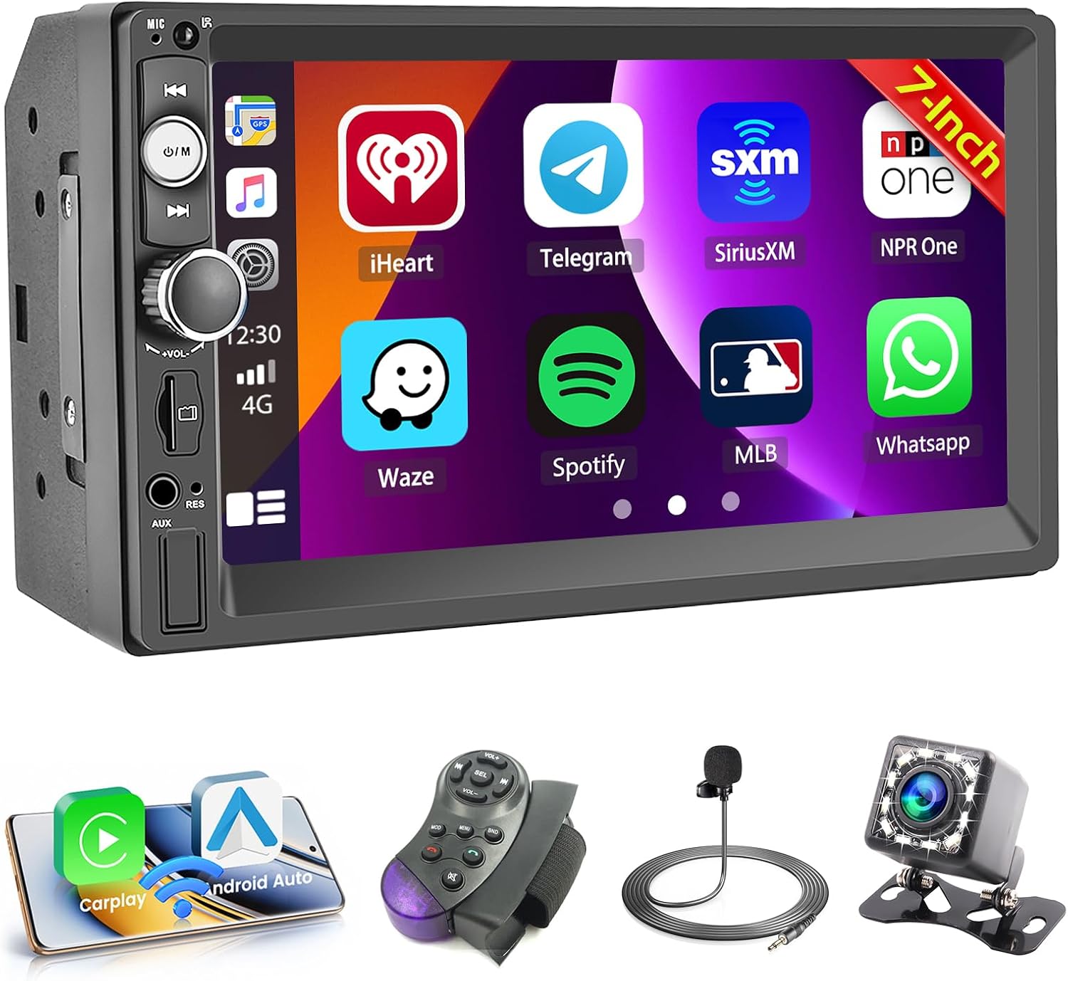 Car Stereo Double Din Wireless Carplay Android Auto, 7 Inch Touchscreen Car Radio Bluetooth 5.1 FM Car Audio Receiver with Backup Camera Mirror Link SWC Car Stereo Double Din Wireless Carplay Android Auto, 7 Inch Touchscreen Car Radio Bluetooth 5.1 FM Car Audio Receiver with Backup Camera Mirror Link SWC