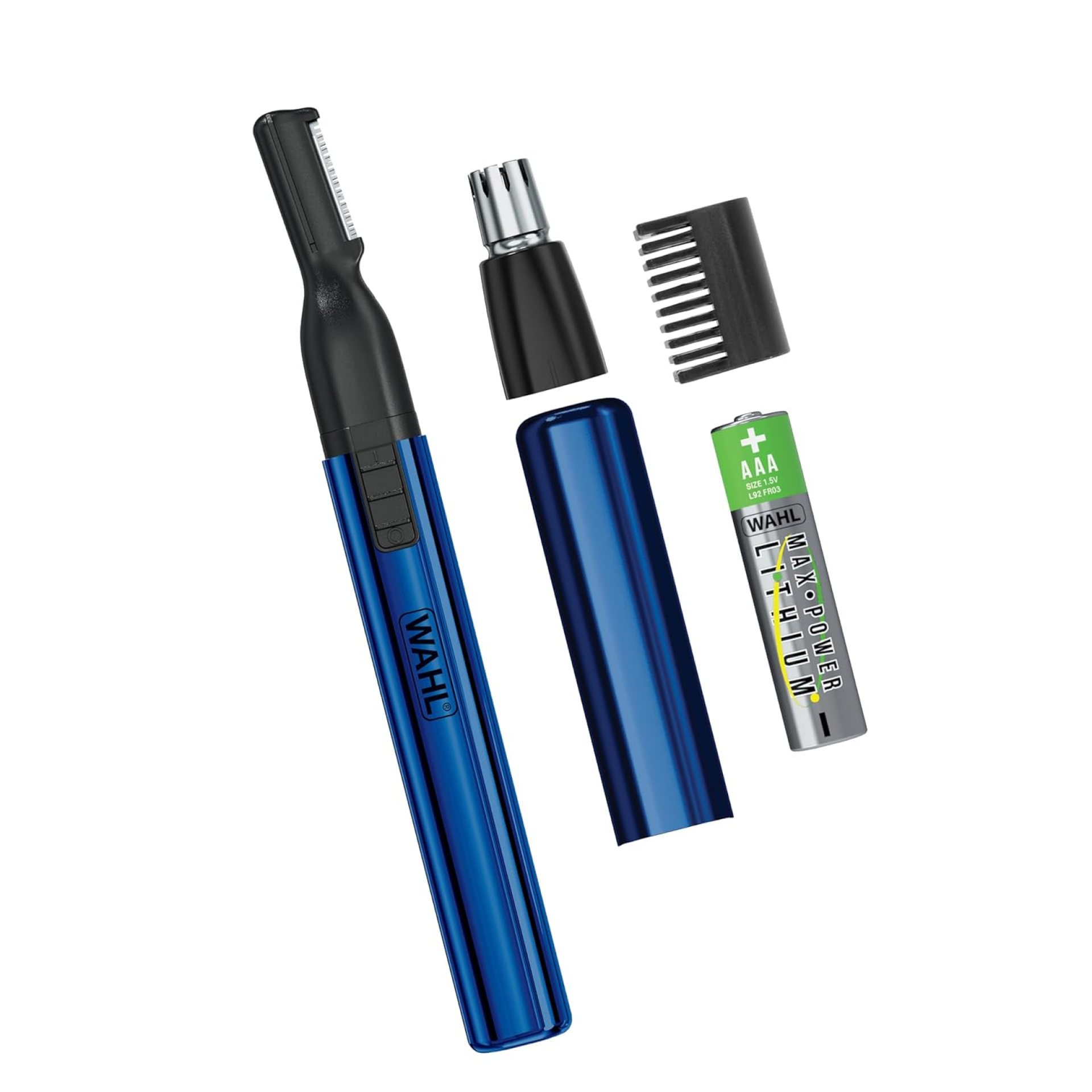 Wahl Lithium 2 in 1 Battery Pen Detail Touch Up Trimmer for Nose, Ear, Neckline, Eyebrow, & Other Detailing – Blue – by The Brand Used by Professionals – Model 5643-200 Wahl Lithium 2 in 1 Battery Pen Detail Touch Up Trimmer for Nose, Ear, Neckline, Eyebrow, & Other Detailing – Blue – by The Brand Used by Professionals – Model 5643-200