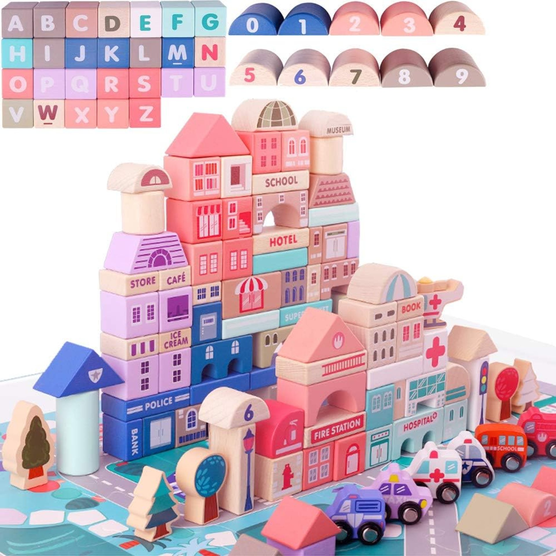 115 Pcs Wooden Building Blocks Toy Set for Kids, City Construction Stacker Stacking Preschool Learning Educational Toys Gifts for 3+ Boy Girl Toddler 115 Pcs Wooden Building Blocks Toy Set for Kids, City Construction Stacker Stacking Preschool Learning Educational Toys Gifts for 3+ Boy Girl Toddler