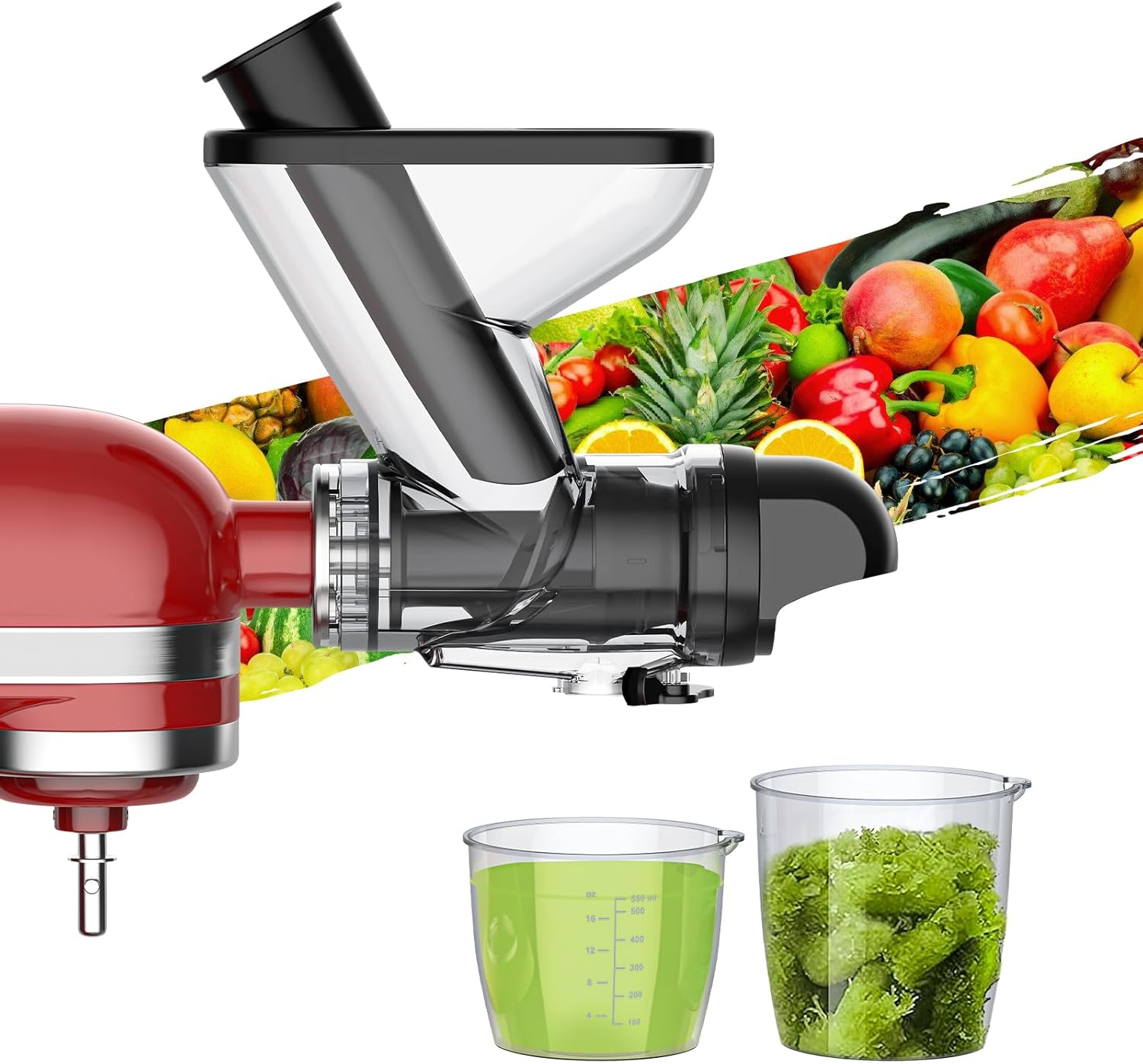 Masticating Juicer Attachment for KitchenAid Stand Mixer, Cold Pressed Juicer Machine, Slow Masticating with Dual Feed Chute, Bladeless Design, Max Nutrient Retention, Easy Clean by InnoMoon Masticating Juicer Attachment for KitchenAid Stand Mixer, Cold Pressed Juicer Machine, Slow Masticating with Dual Feed Chute, Bladeless Design, Max Nutrient Retention, Easy Clean by InnoMoon