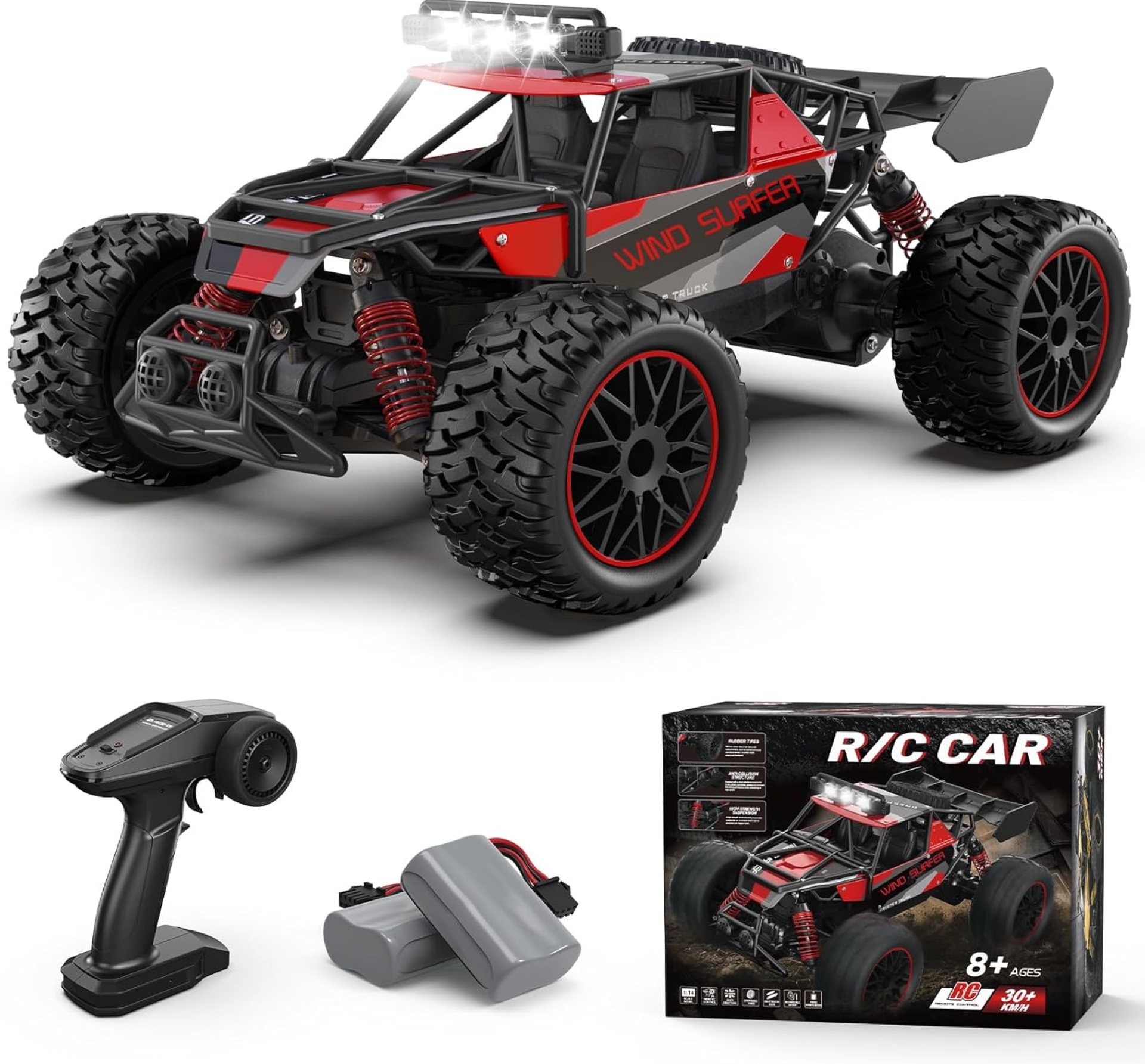 Scientoy 1:14 Remote Control Car, 30+KM/H High Speed All Terrain RC Cars for Boys Age 8-12, 2.4 GHz Off-Road RC Truck, Ideal Gifts for Adults Kids with 2 Rechargeable Batteries Scientoy 1:14 Remote Control Car, 30+KM/H High Speed All Terrain RC Cars for Boys Age 8-12, 2.4 GHz Off-Road RC Truck, Ideal Gifts for Adults Kids with 2 Rechargeable Batteries