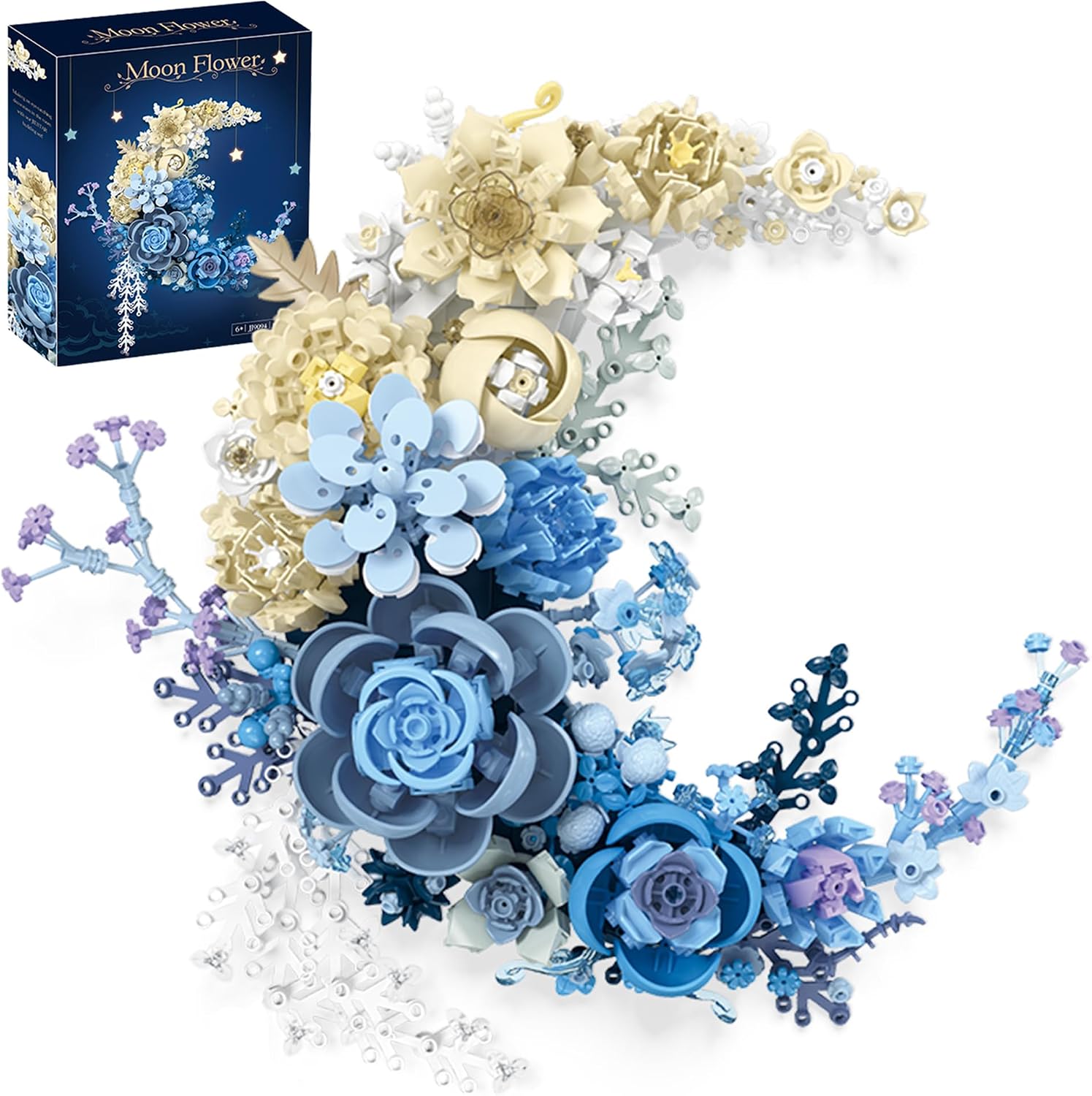 Blue Moon Flower Building Set, Botanical Collection Crescent-Shaped Artificial Flowers Building Blocks Kit Compatible with Lego for Adults or Kids Home Décor Wall Art Decoration Blue Moon Flower Building Set, Botanical Collection Crescent-Shaped Artificial Flowers Building Blocks Kit Compatible with Lego for Adults or Kids Home Décor Wall Art Decoration