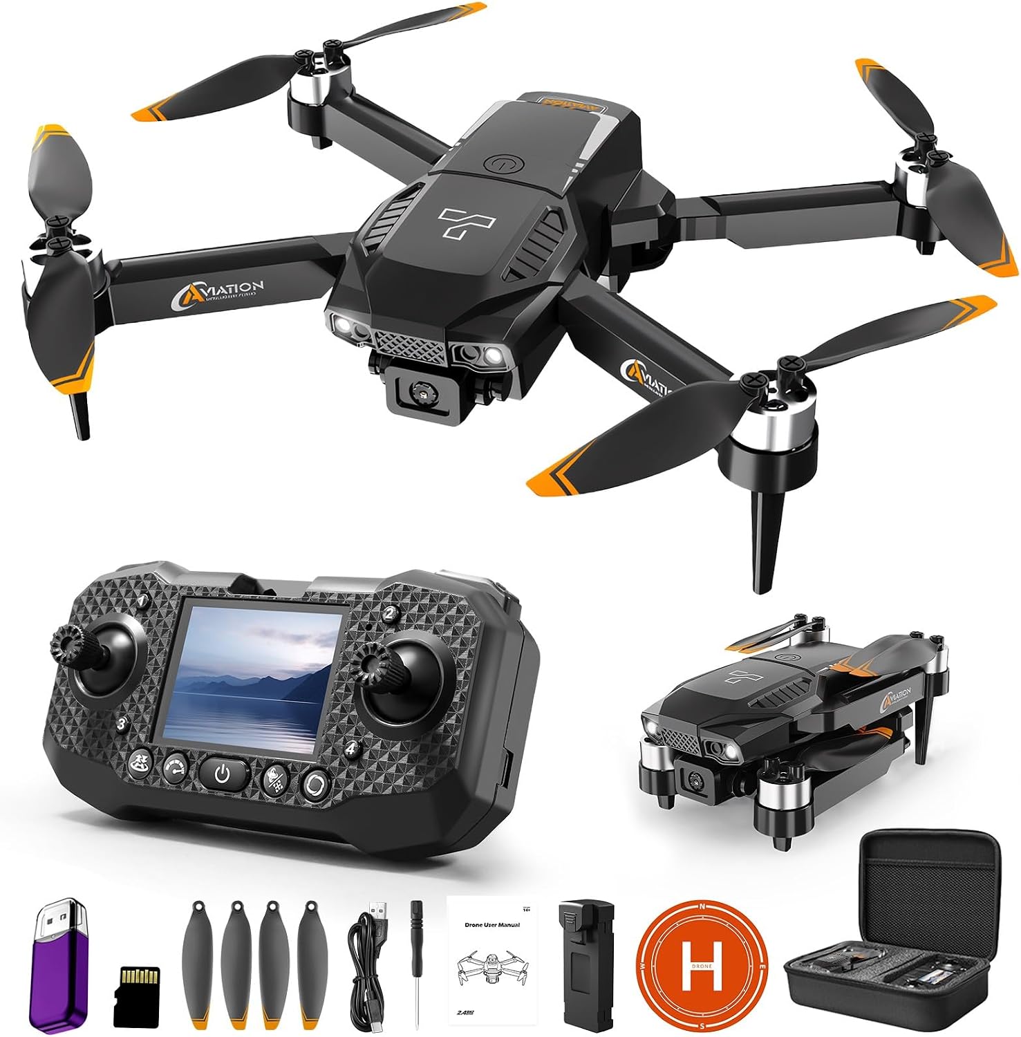 Screen Remote Control Drone With 1080P Camera Brushless Motor Drone With Storage Card RC Quadcopter 3Speed Switching Altitude Hold 360° Flip 3 Speed Switch For Adults 19 Mins Flight Wi-Fi Transmission Screen Remote Control Drone With 1080P Camera Brushless Motor Drone With Storage Card RC Quadcopter 3Speed Switching Altitude Hold 360° Flip 3 Speed Switch For Adults 19 Mins Flight Wi-Fi Transmission