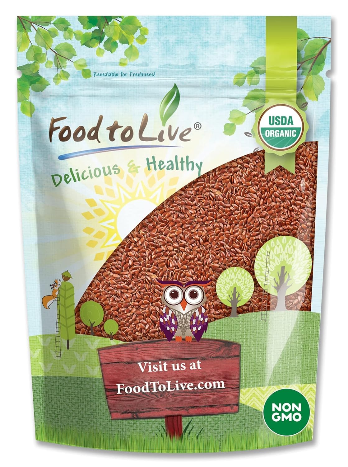 Food to Live Organic Brown Flax Seeds, 4 Pounds – Whole Raw Flaxseeds, Non-GMO, Unroasted, Dried, Kosher, Vegan. Rich in Omega-3 Fatty Acids, and Dietary Fiber. Perfect for Salads, and Baked Goods. Food to Live Organic Brown Flax Seeds, 4 Pounds – Whole Raw Flaxseeds, Non-GMO, Unroasted, Dried, Kosher, Vegan. Rich in Omega-3 Fatty Acids, and Dietary Fiber. Perfect for Salads, and Baked Goods.