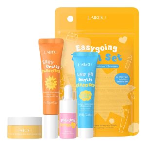 Hydrating Skin Care Set Travel Kit, Gifts for Women and Teenage Girls, 4 Piece Skincare Essentials Set Mini Travel Size With Facial Cleanser, Cream, Serum, Sunscreen – Travel Essentials Gift Set
