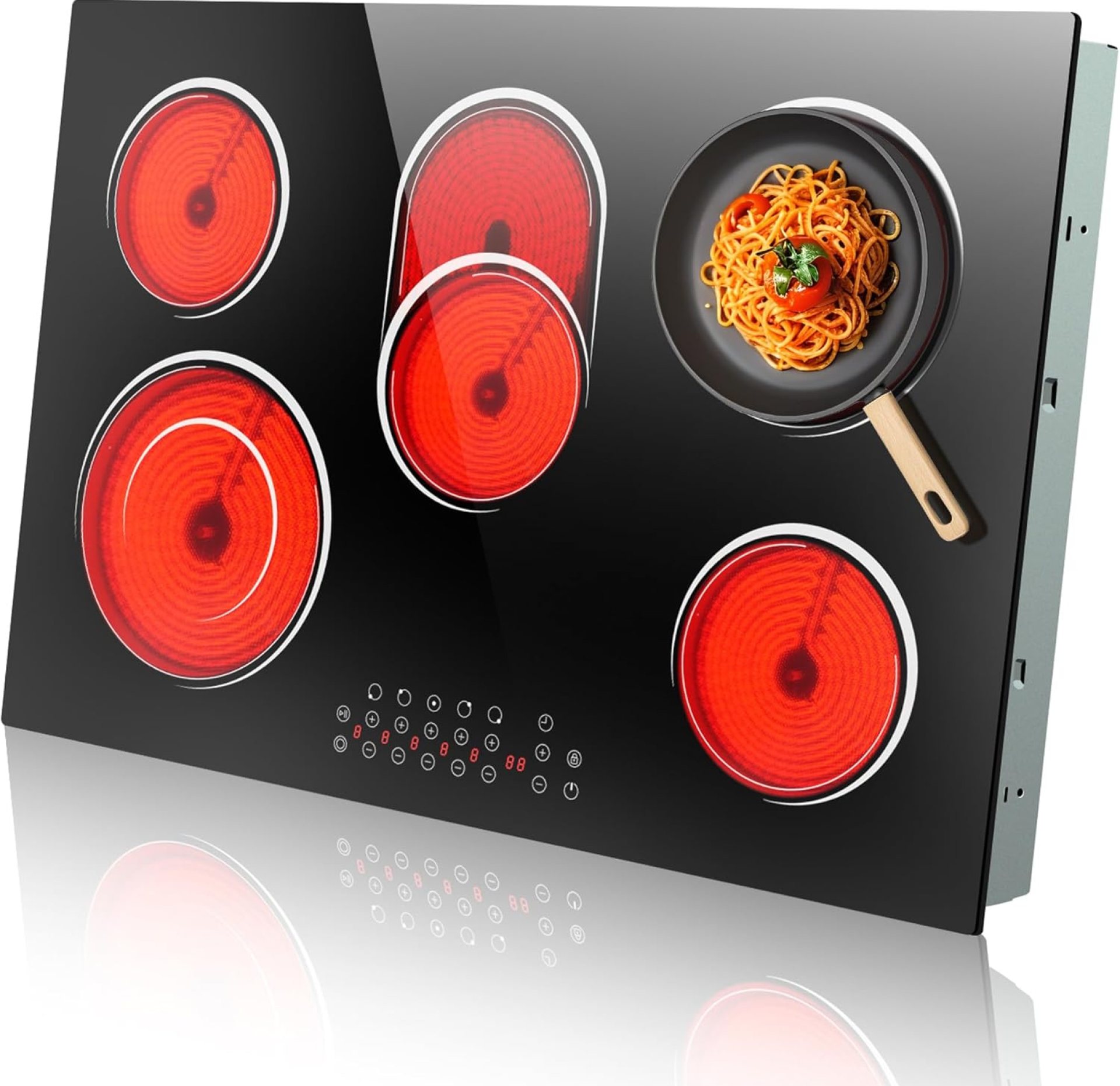 30 Inch Electric Cooktop 5 Burner, 8400W Electric Stove 30 Inches, Built-in Ceramic Stovetop with Touch Control, Timer, 9 Power Level, Safety Lock & Pause, 220V-240V Hard Wird (No Plug) 30 Inch Electric Cooktop 5 Burner, 8400W Electric Stove 30 Inches, Built-in Ceramic Stovetop with Touch Control, Timer, 9 Power Level, Safety Lock & Pause, 220V-240V Hard Wird (No Plug)