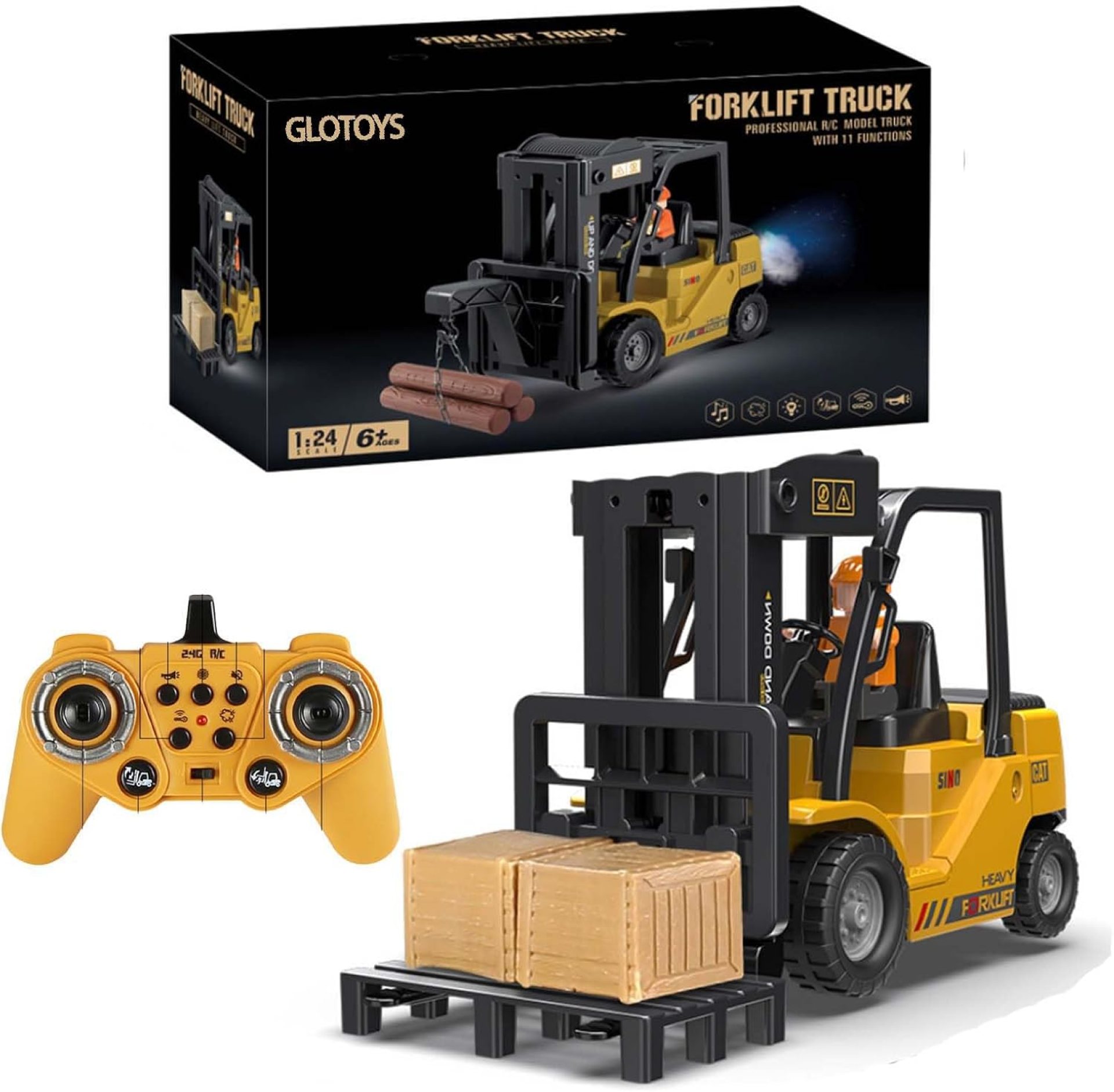 Mini Forklift Remote Control | RC Forklift Truck Toy | 2-in-1 Remote Control Construction Vehicle, 11-Channel 1:24 Scale Crane Truck with Spray, Gift for Kids 6+ & Adults Mini Forklift Remote Control | RC Forklift Truck Toy | 2-in-1 Remote Control Construction Vehicle, 11-Channel 1:24 Scale Crane Truck with Spray, Gift for Kids 6+ & Adults