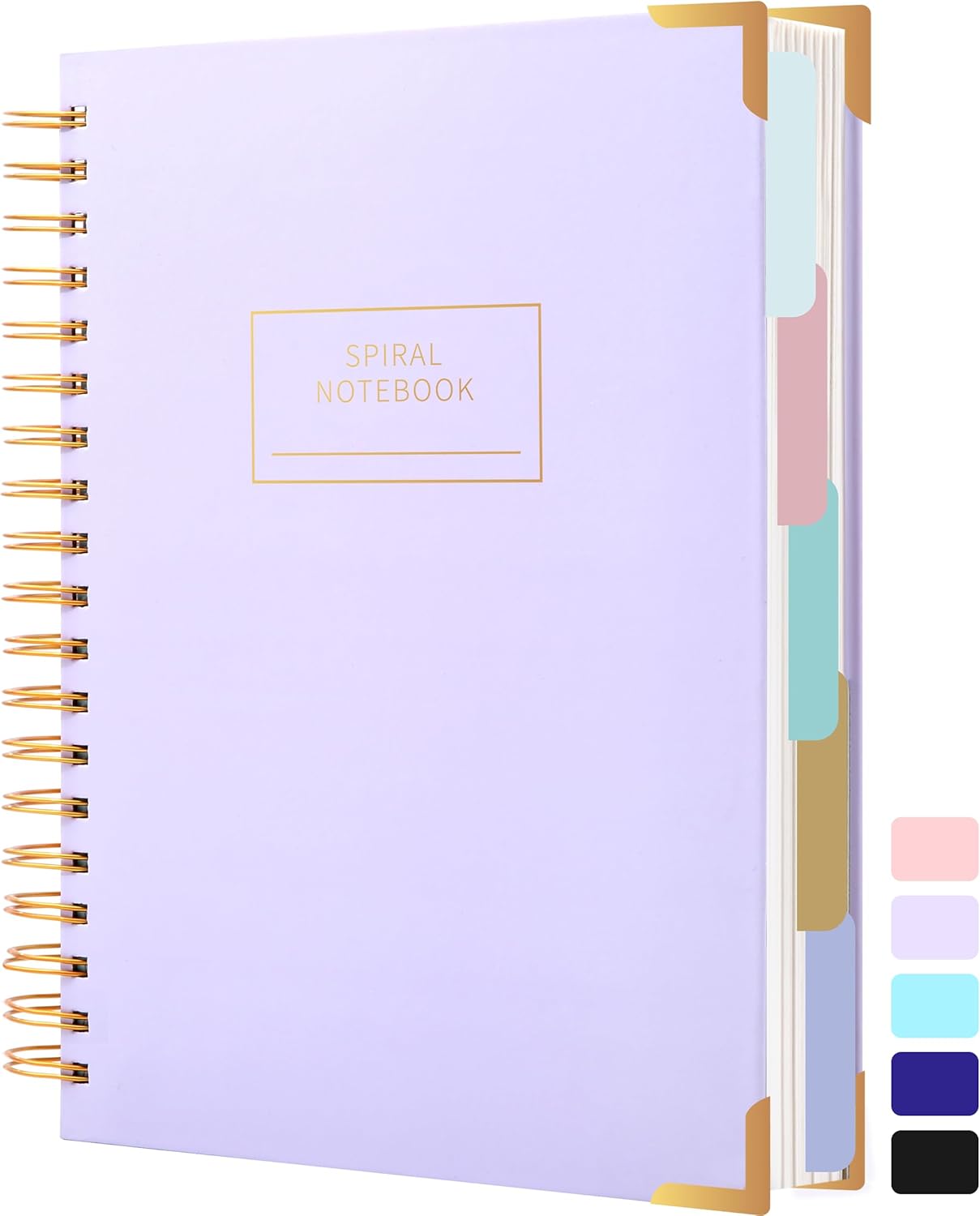 Hardcover Spiral Notebook with Tabs 8″x10″ Large Spiral Lined Journals for Women with Dividers 240 Pages College Ruled Composition Notebook 5 Subject Notebook for Work, Back to School, Gifts, Purple Hardcover Spiral Notebook with Tabs 8″x10″ Large Spiral Lined Journals for Women with Dividers 240 Pages College Ruled Composition Notebook 5 Subject Notebook for Work, Back to School, Gifts, Purple