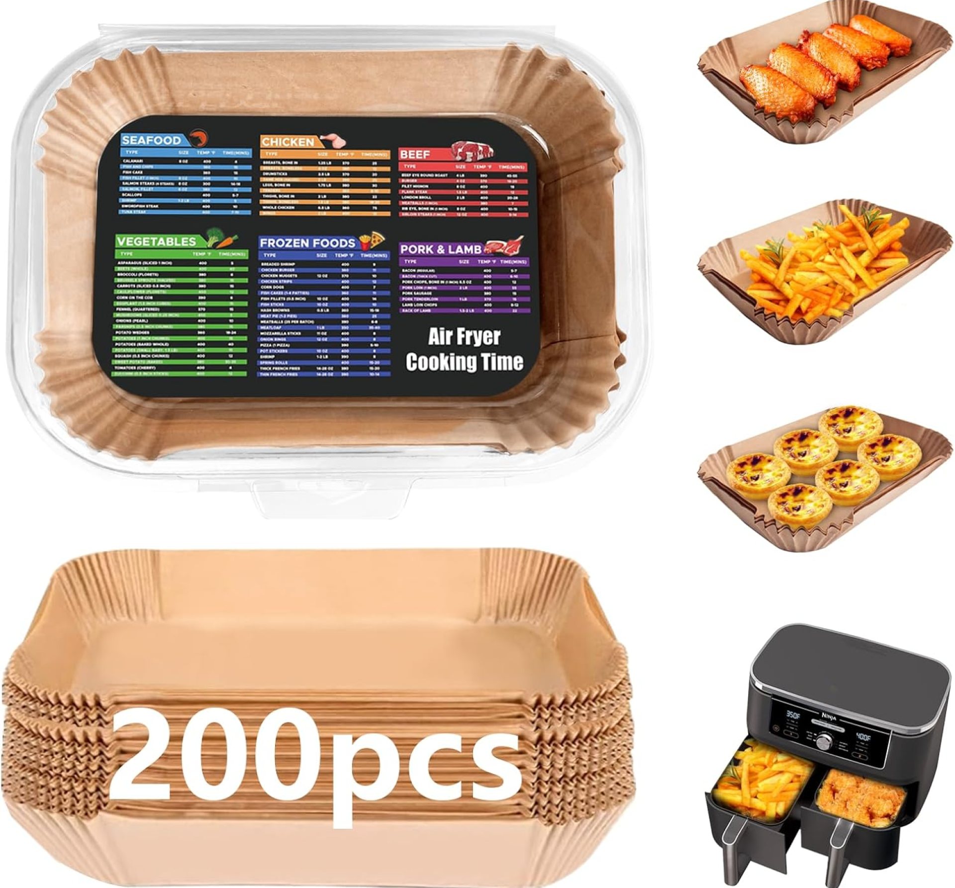 200PCS Air Fryer Liners for Ninja: Higher Non-Stick Disposable Parchment Paper Liner for Ninja DZ201/DZ401 Dual Airfryer Baking – Food Grade Ninja Air fryer Accessories (Rectangle – 8.6 x 5.5 inch) 200PCS Air Fryer Liners for Ninja: Higher Non-Stick Disposable Parchment Paper Liner for Ninja DZ201/DZ401 Dual Airfryer Baking – Food Grade Ninja Air fryer Accessories (Rectangle – 8.6 x 5.5 inch)