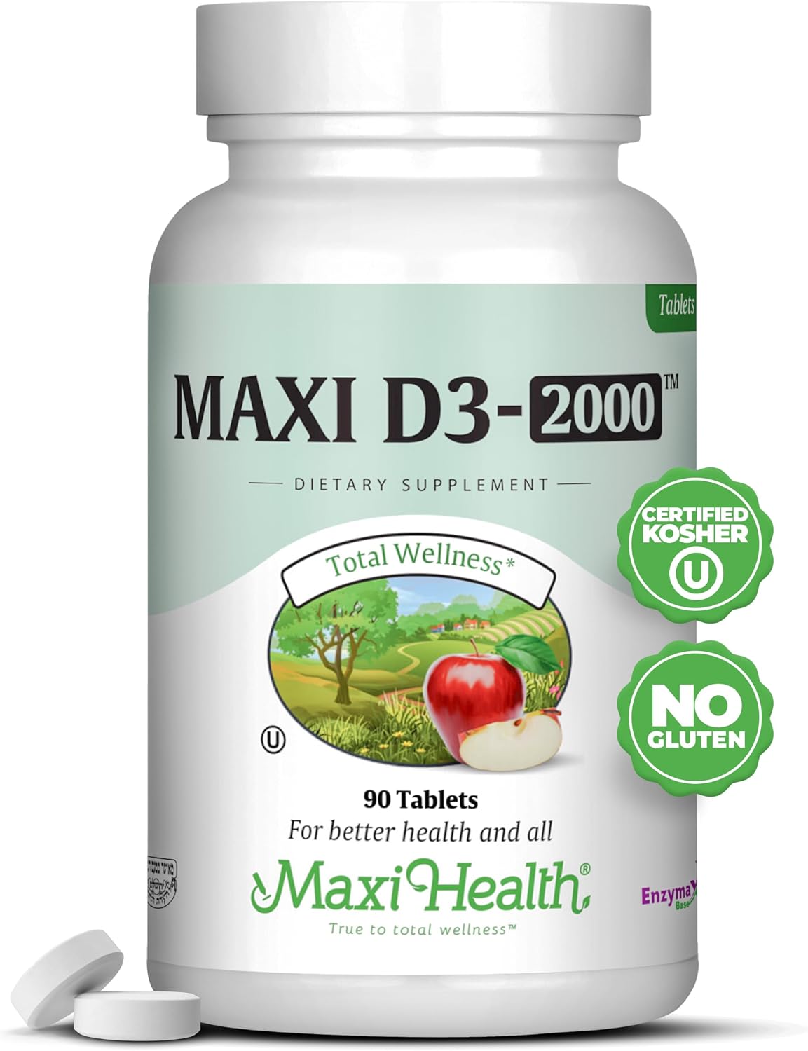 Maxi-Health Vitamin D3 2000 IU – For Healthy Muscle Function, Bone Health and Immune Support – 90 Tablets – Best Kosher Supplement For Adults Maxi-Health Vitamin D3 2000 IU – For Healthy Muscle Function, Bone Health and Immune Support – 90 Tablets – Best Kosher Supplement For Adults