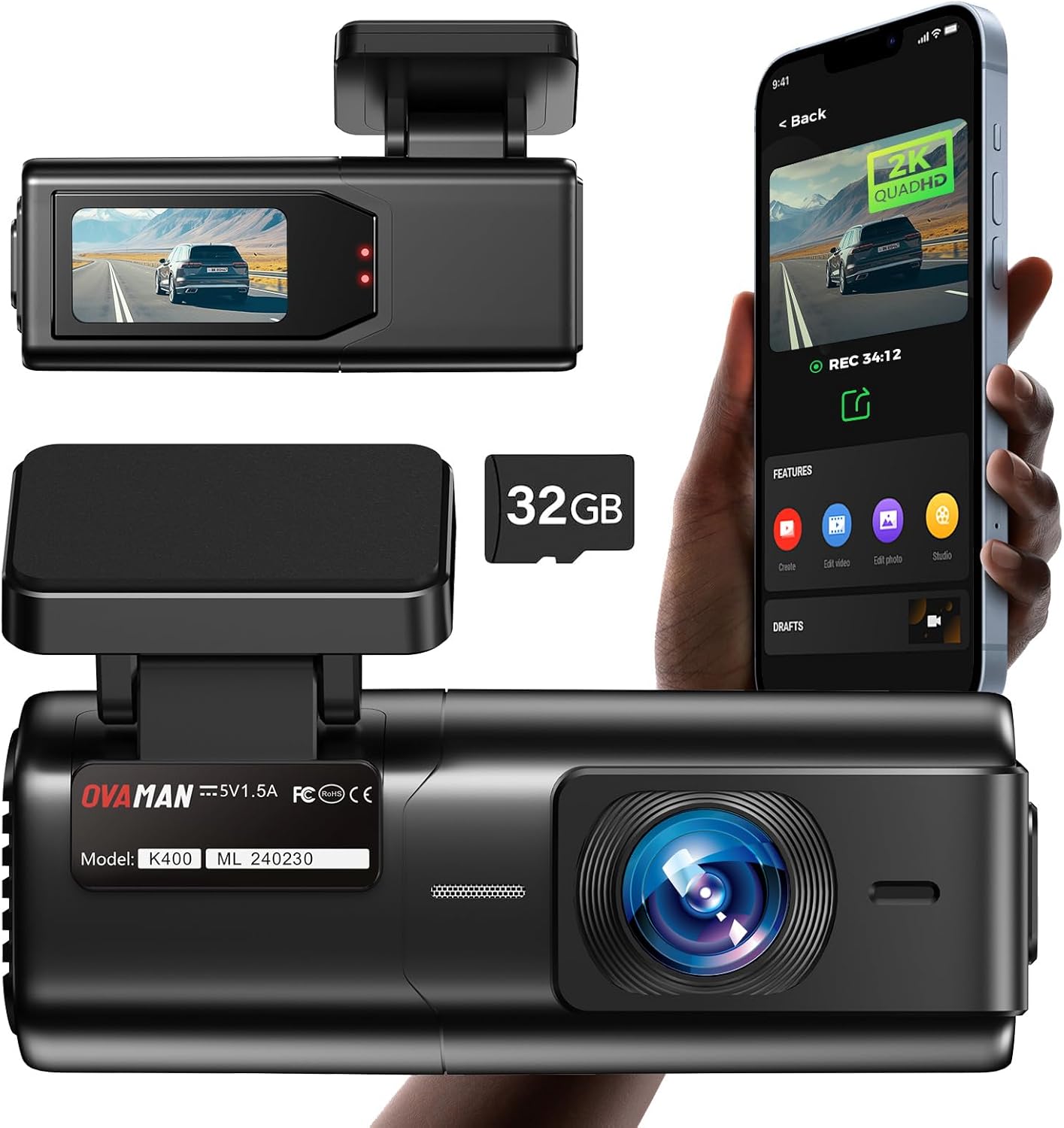 Dash Cam 2K 1440P WiFi Car Camera with 1.47 inch IPS Screen,2K Front Dash Camera for Cars, Mini Dashcams for Cars with Night Vision,24 Hours Parking Mode, Free 32GB Card,APP,G-Sensor,Support 128GB Max Dash Cam 2K 1440P WiFi Car Camera with 1.47 inch IPS Screen,2K Front Dash Camera for Cars, Mini Dashcams for Cars with Night Vision,24 Hours Parking Mode, Free 32GB Card,APP,G-Sensor,Support 128GB Max