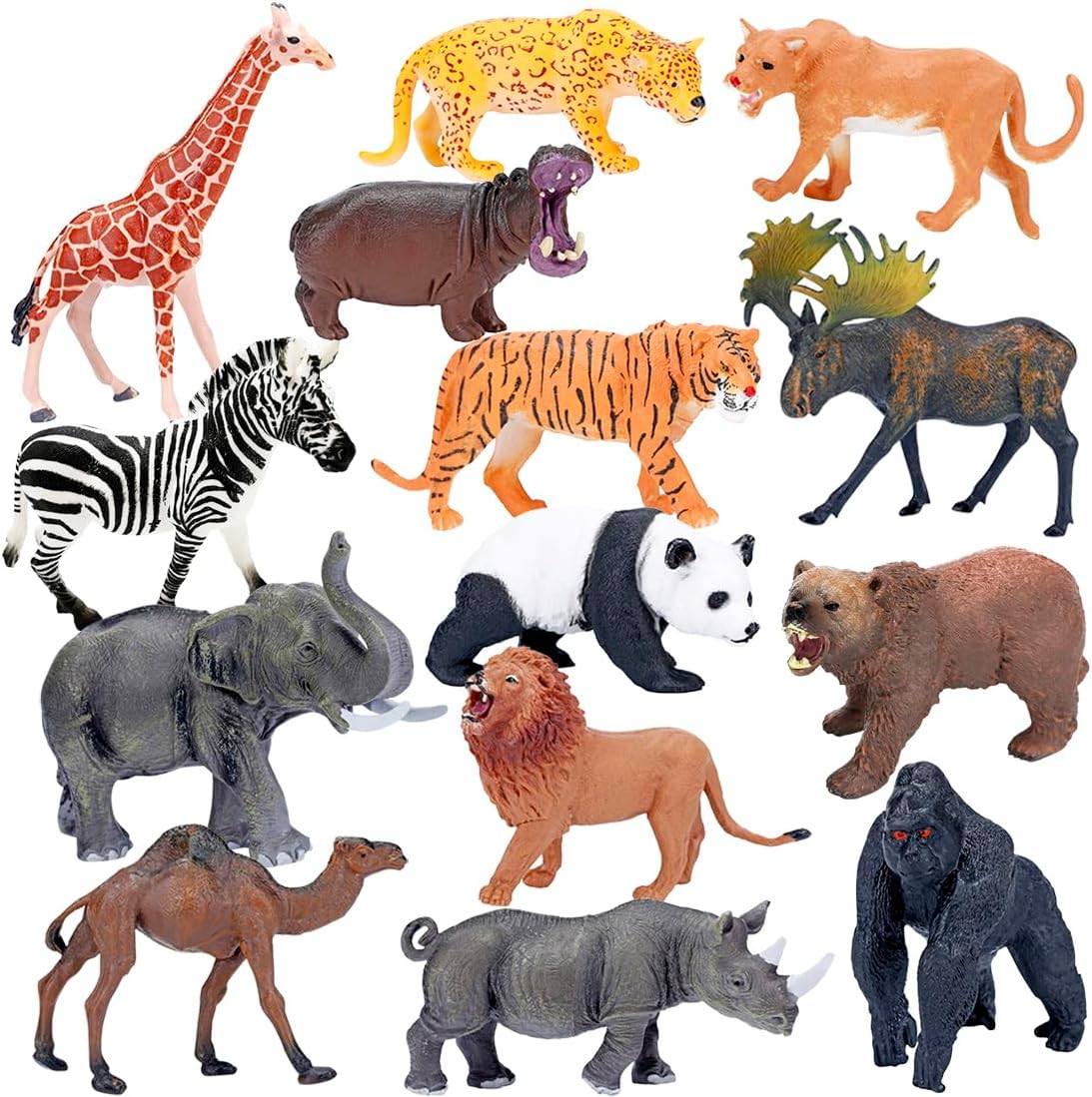 BOLZRA Safari Animals Figures Toys, Realistic Jumbo Wild Zoo Animal Figurines Plastic African Jungle Animals Playset for Kids Toddlers, 14 Piece Gift Set BOLZRA Safari Animals Figures Toys, Realistic Jumbo Wild Zoo Animal Figurines Plastic African Jungle Animals Playset for Kids Toddlers, 14 Piece Gift Set