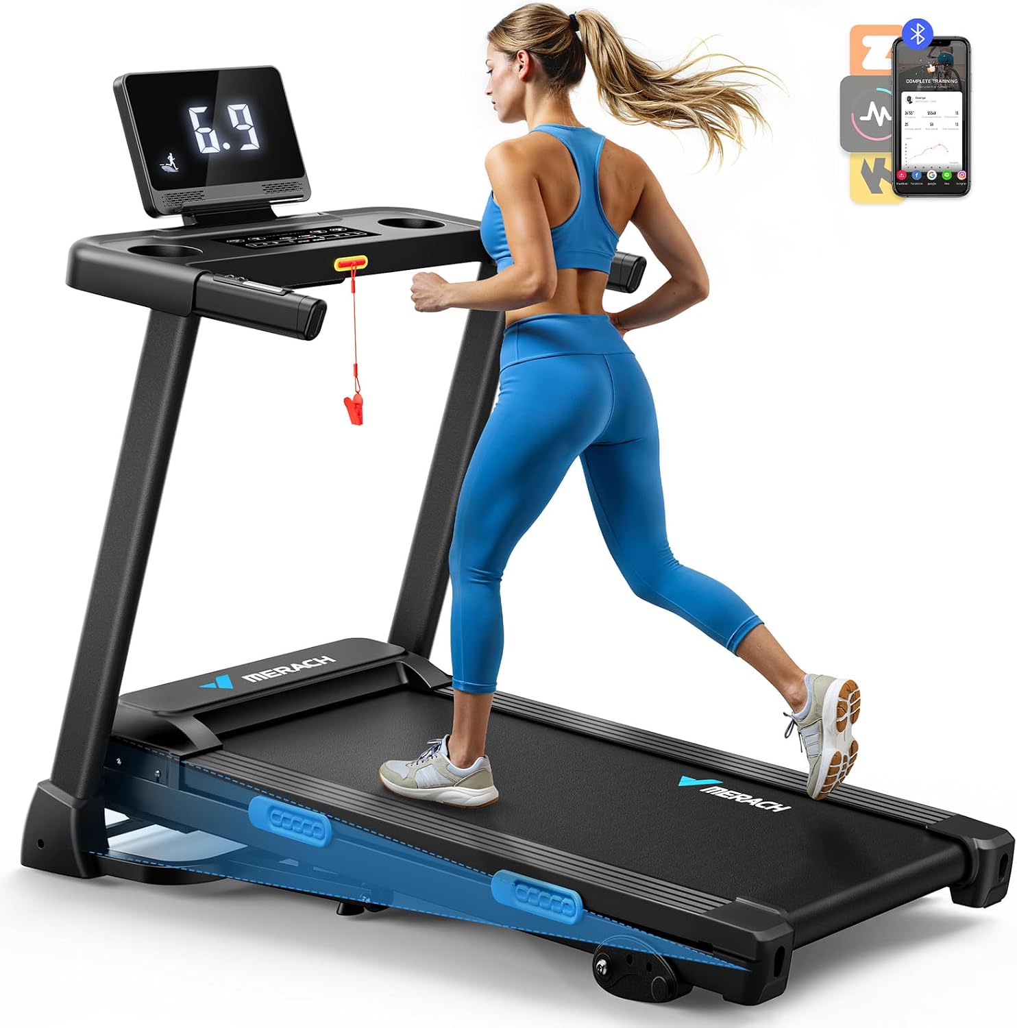 MERACH Foldable Treadmill with Incline, 7.5MPH Quiet Treadmills for Home with Double Deck Technology, 4 Silicone Shock Cushion, Heart Rate Monitoring,16.5″ Wider Belt, APP, 6% Manual Incline MERACH Foldable Treadmill with Incline, 7.5MPH Quiet Treadmills for Home with Double Deck Technology, 4 Silicone Shock Cushion, Heart Rate Monitoring,16.5″ Wider Belt, APP, 6% Manual Incline