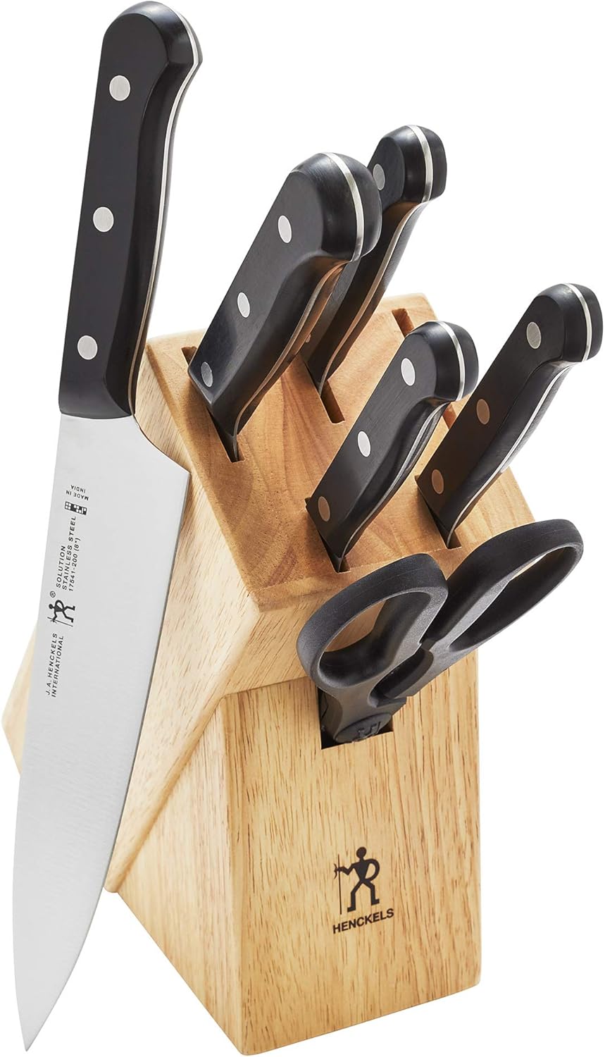 HENCKELS Solution Razor-Sharp 7-pc Knife Set, Chef Knife, Bread Knife,German Engineered Informed by 100+ Years of Mastery, Brown HENCKELS Solution Razor-Sharp 7-pc Knife Set, Chef Knife, Bread Knife,German Engineered Informed by 100+ Years of Mastery, Brown