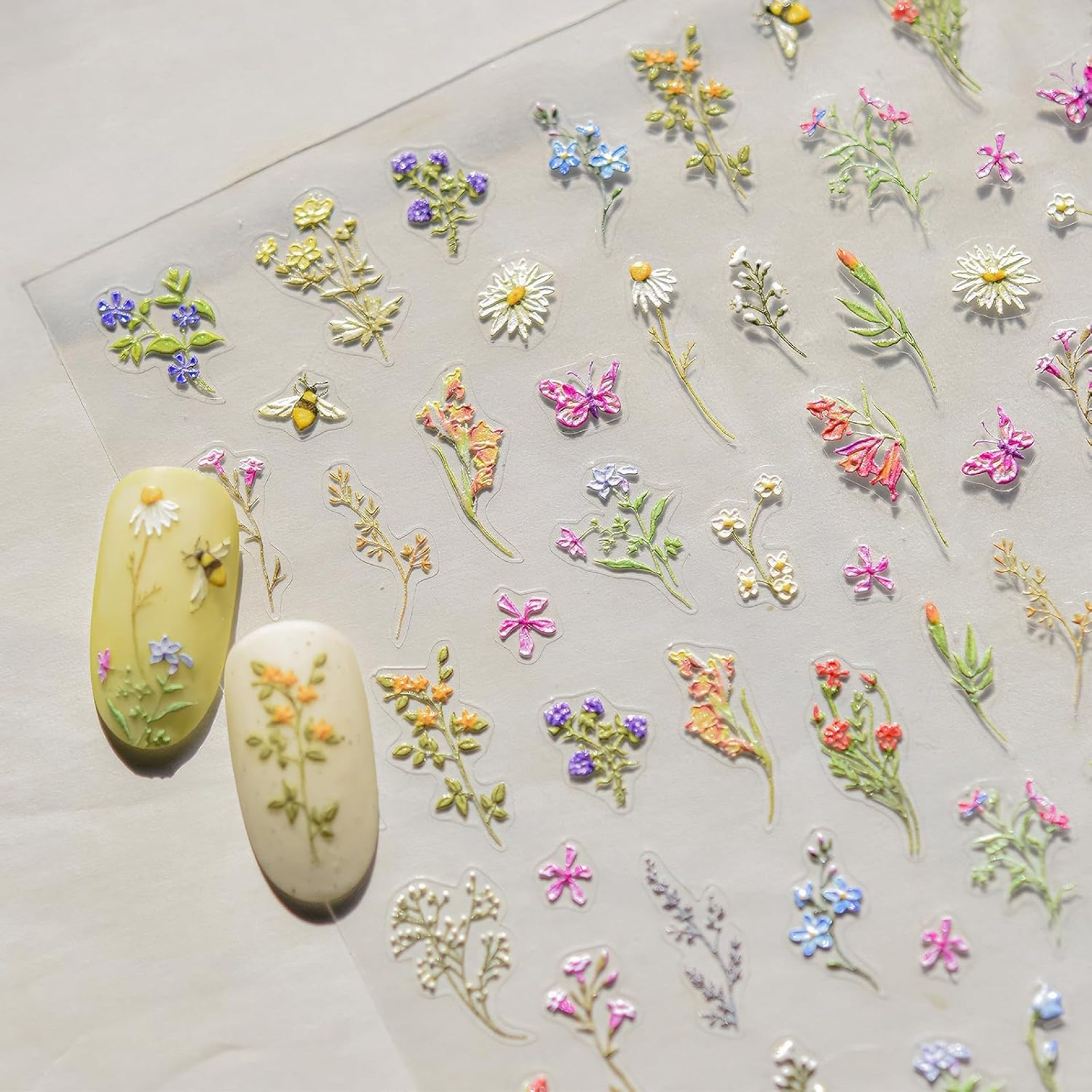 Flower Nail Art Stickers, 1 Sheet Summer Floral Nail Stickers for Nail Art, 5D Embossed Self-Adhesive Nail Design Stickers Decals for Women, DIY Manicure Decorations Flower Nail Art Stickers, 1 Sheet Summer Floral Nail Stickers for Nail Art, 5D Embossed Self-Adhesive Nail Design Stickers Decals for Women, DIY Manicure Decorations