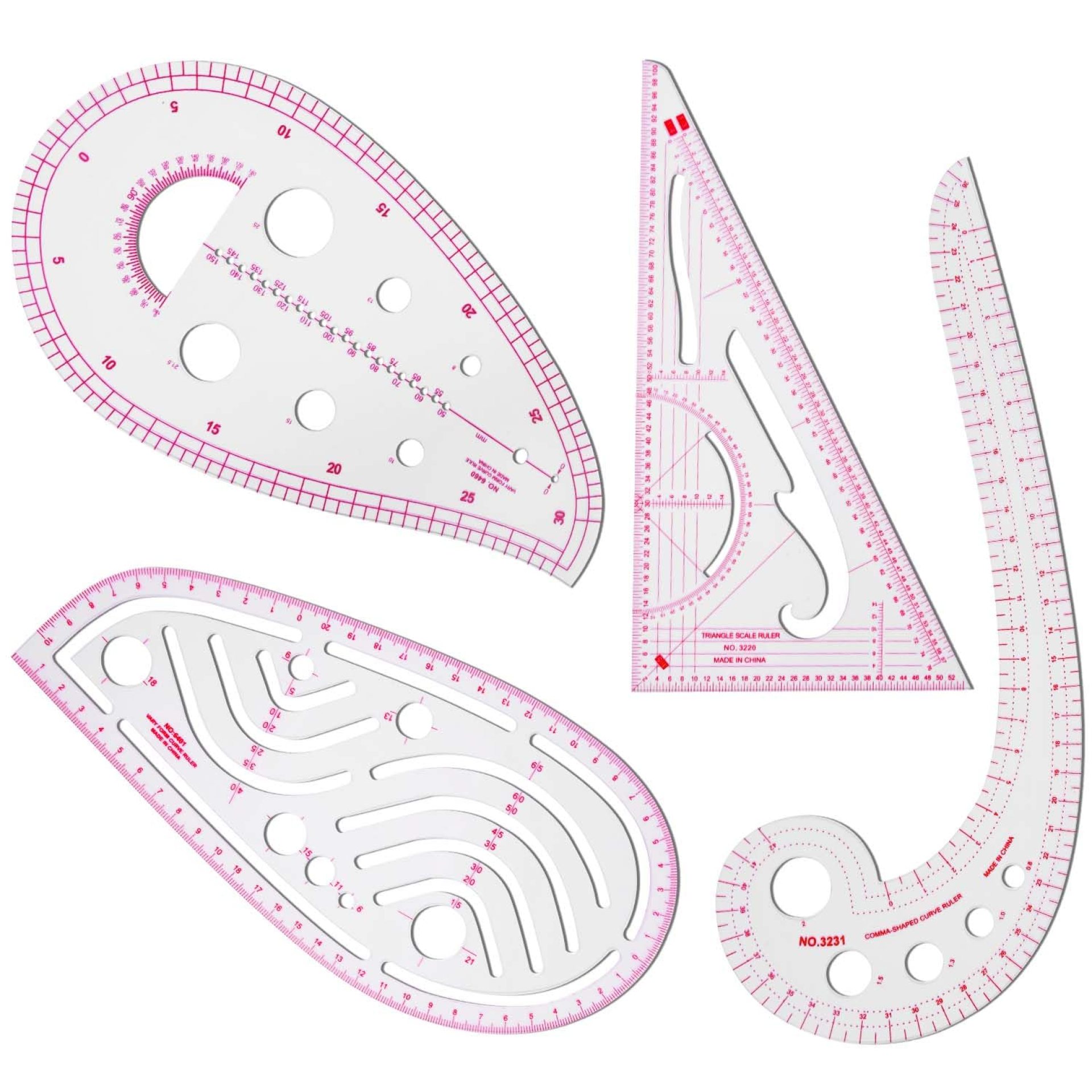 4 Pcs Clear Metric Sewing Ruler Set French Curve Pattern Making Ruler Kit for Knitting Tailors Crafting Dress Designers Sewing Beginner Supplies 4 Pcs Clear Metric Sewing Ruler Set French Curve Pattern Making Ruler Kit for Knitting Tailors Crafting Dress Designers Sewing Beginner Supplies