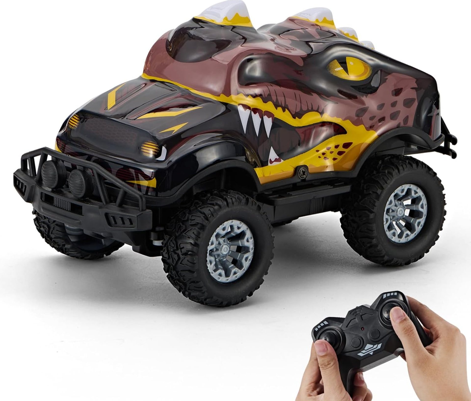 Dinosaur-Shaped Off-Road Vehicle Remote Control Cool Off-Road Vehicle Truck, 2.4GHz RC Car with LED Lights, 1:20Scale, RC Truck, Remote Control car from a Long Distance.Gifts for Boys (Brown) Dinosaur-Shaped Off-Road Vehicle Remote Control Cool Off-Road Vehicle Truck, 2.4GHz RC Car with LED Lights, 1:20Scale, RC Truck, Remote Control car from a Long Distance.Gifts for Boys (Brown)
