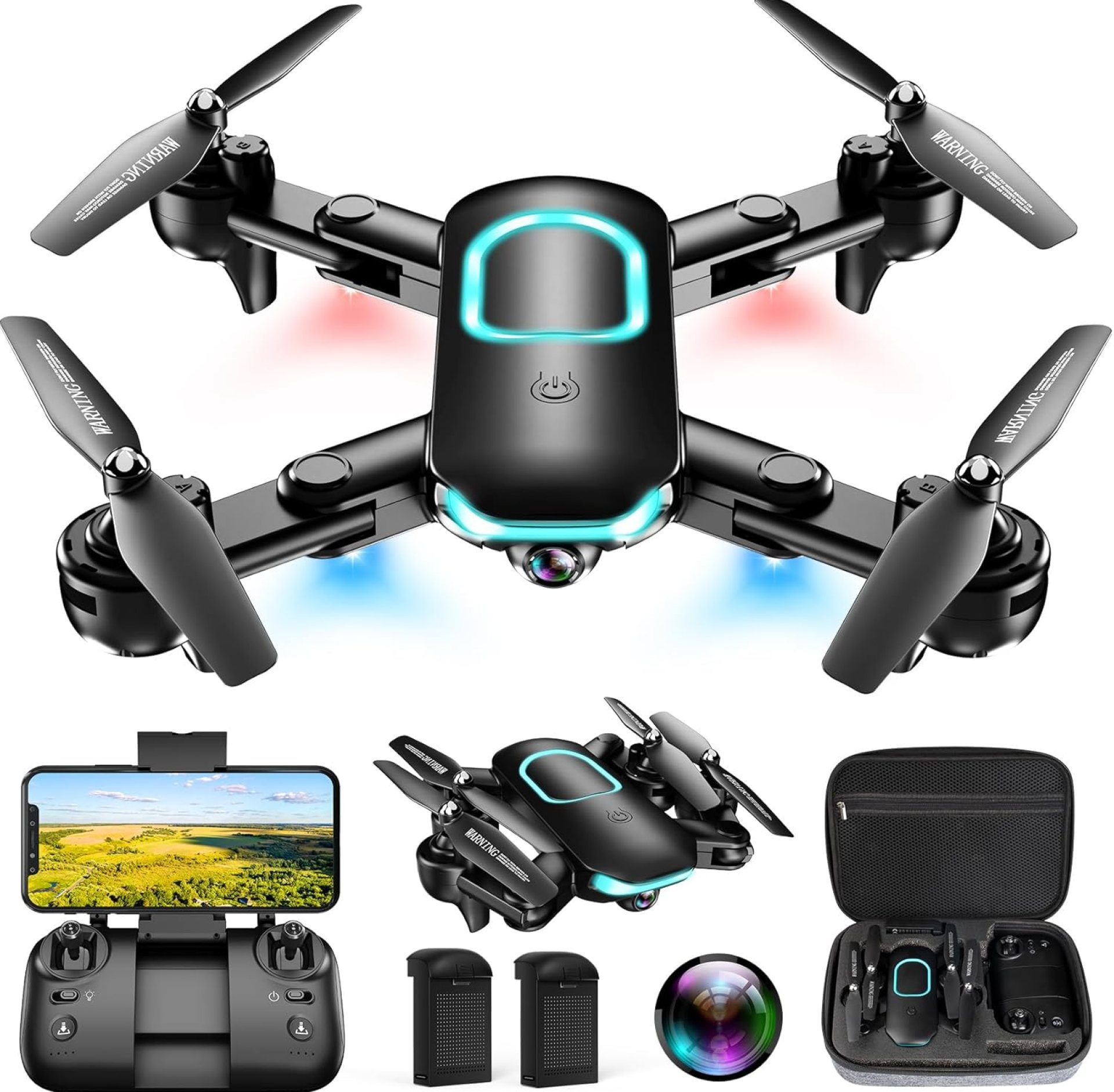 Drone with Camera, Foldable Drone for Beginners with 1080P Camera, Upgrade Altitude Hold, Circle/Rotating/Waypoint Fly, 3D Flip, One Key Start, 3 Speed Mode, 2 Batteries Drone with Camera, Foldable Drone for Beginners with 1080P Camera, Upgrade Altitude Hold, Circle/Rotating/Waypoint Fly, 3D Flip, One Key Start, 3 Speed Mode, 2 Batteries
