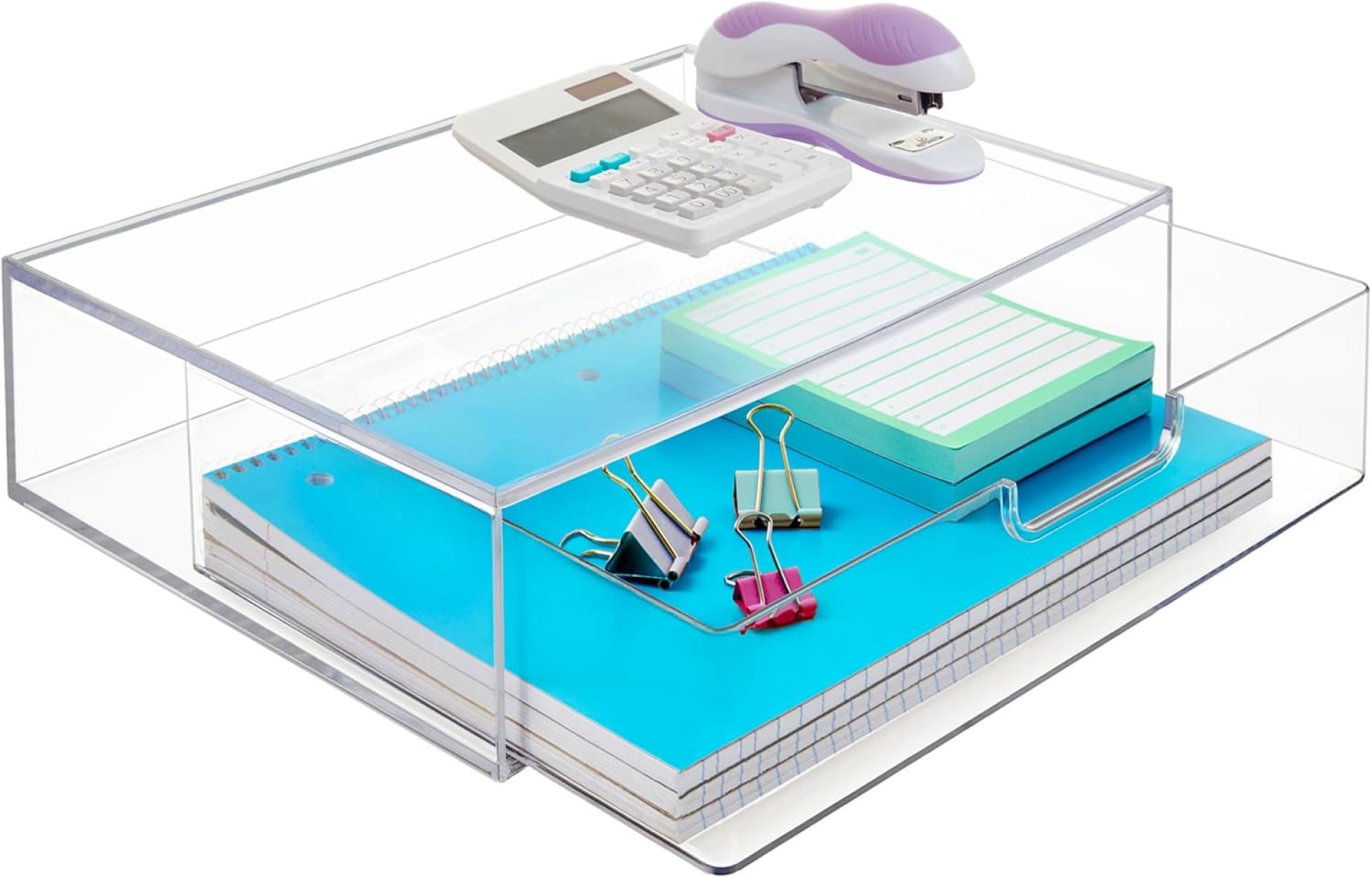 STORi STAX Plastic Stackable Organizer Drawer in Clear | 12.5-inches Wide | Organize Office Desk Accessories and Sort Letter-Size Paper | Made in USA STORi STAX Plastic Stackable Organizer Drawer in Clear | 12.5-inches Wide | Organize Office Desk Accessories and Sort Letter-Size Paper | Made in USA