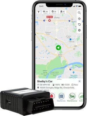 OBD GPS Car Tracker, Hidden Vehicle Tracker and Monitoring System with Real Time Location GPS Reports, For Auto, Adults, Fleet, Parents, Teen, Elderly, 4G with Phone App