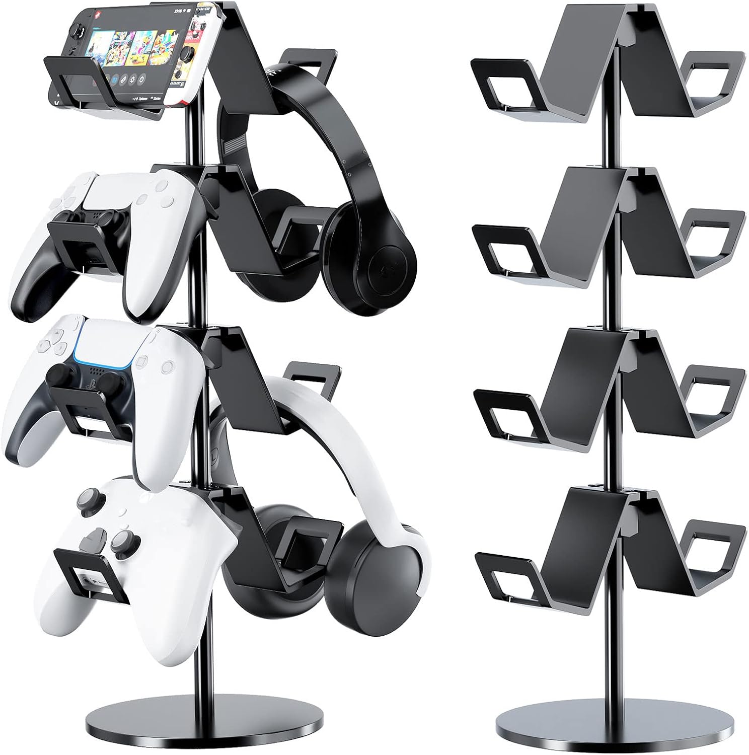 Controller Holder 4 Tier,Headphone Stand – Adjustable Headset Holder for Xbox PS5 PS4 Switch Pro – Gaming Storage for Universal Game Accessories,Desk/Floor(Black) Controller Holder 4 Tier,Headphone Stand – Adjustable Headset Holder for Xbox PS5 PS4 Switch Pro – Gaming Storage for Universal Game Accessories,Desk/Floor(Black)