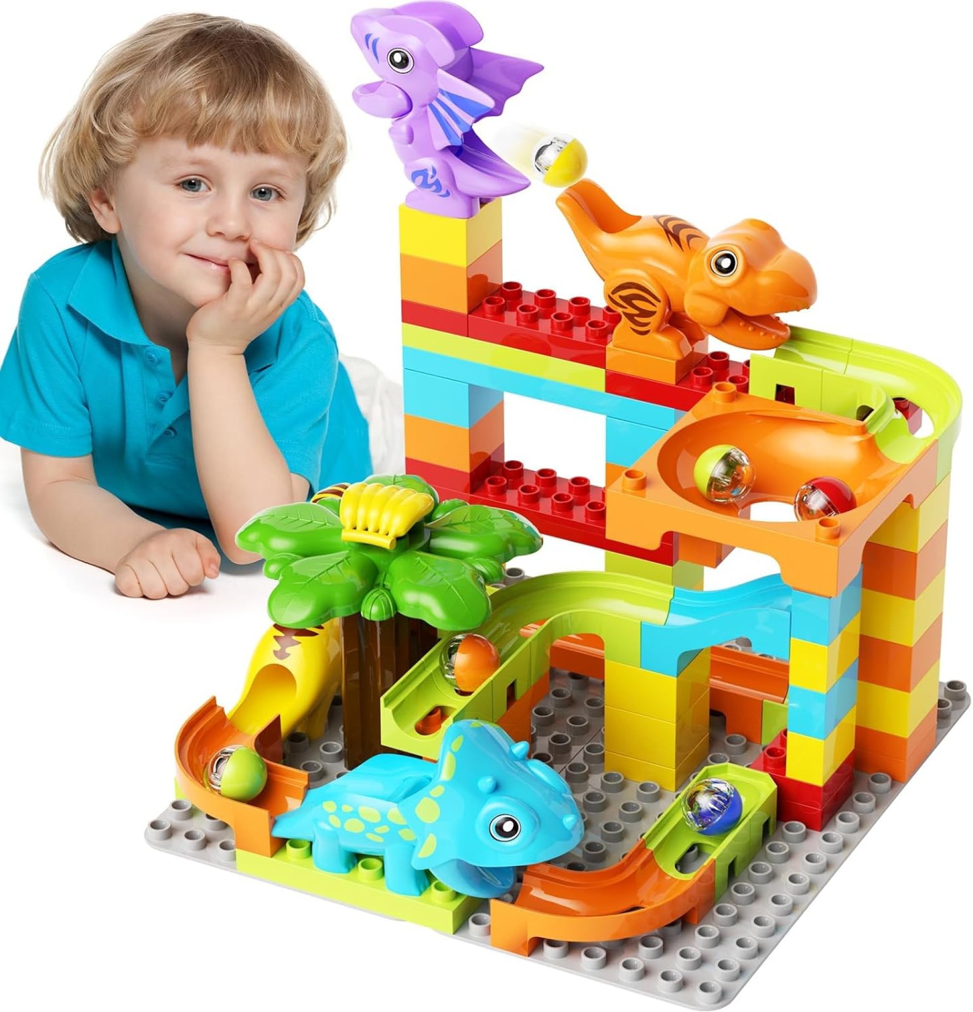 Marble Runs Building Blocks for Kids Dinosaur,Classic Big Blocks Educational Stem for Toddlers,Compatible with Major Brands Birthday Toys Gifts for Age 3 4 5 6 7 8+ Boys Girls Marble Runs Building Blocks for Kids Dinosaur,Classic Big Blocks Educational Stem for Toddlers,Compatible with Major Brands Birthday Toys Gifts for Age 3 4 5 6 7 8+ Boys Girls