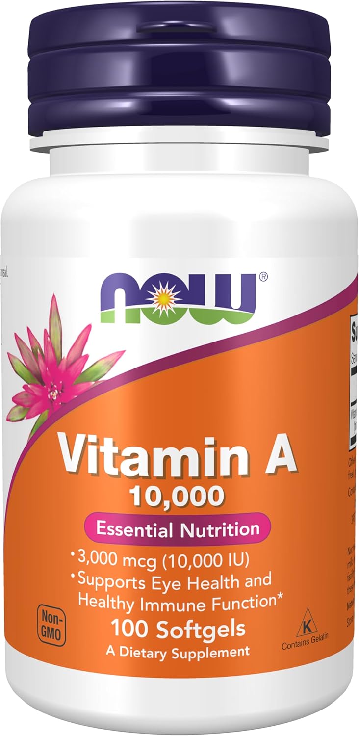 NOW Supplements, Vitamin A 10,000 IU, Eye Health*, Essential Nutrition, 100 Softgels NOW Supplements, Vitamin A 10,000 IU, Eye Health*, Essential Nutrition, 100 Softgels