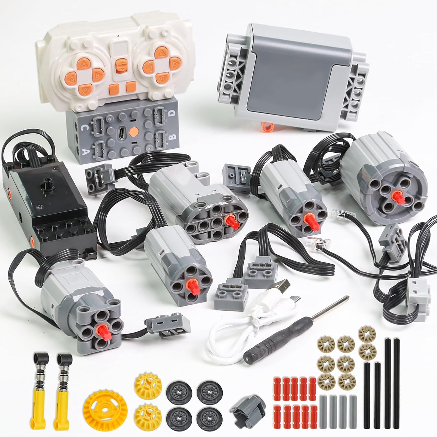 Domoni 40Pcs Power Function Kit Set Motor Battery Bluetooth-Remote-Control Receiver Train Adjustable Speed Motor Parts, Building Blocks Bricks Motor Power Pack APP Module DIY Compatible with Lego Domoni 40Pcs Power Function Kit Set Motor Battery Bluetooth-Remote-Control Receiver Train Adjustable Speed Motor Parts, Building Blocks Bricks Motor Power Pack APP Module DIY Compatible with Lego
