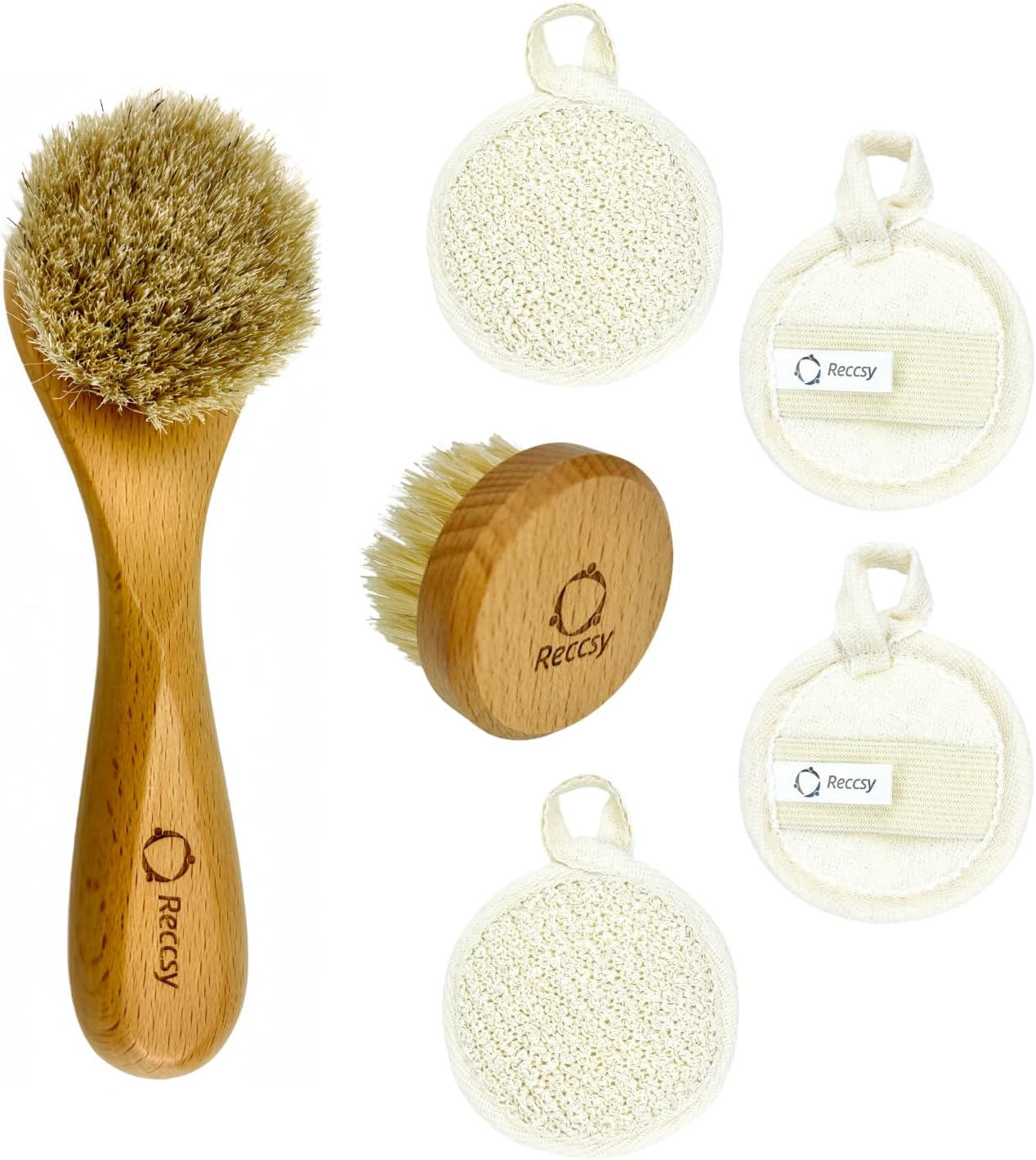 Face Dry Brush for Lymphatic Drainage Set,Exfoliating Face Brush+Face Scrubber for Women+4pcs Organic Facial Exfoliating Pads Reusable.Wooden Small Soft Bristle Facial Brushes for Cleaning. Face Dry Brush for Lymphatic Drainage Set,Exfoliating Face Brush+Face Scrubber for Women+4pcs Organic Facial Exfoliating Pads Reusable.Wooden Small Soft Bristle Facial Brushes for Cleaning.