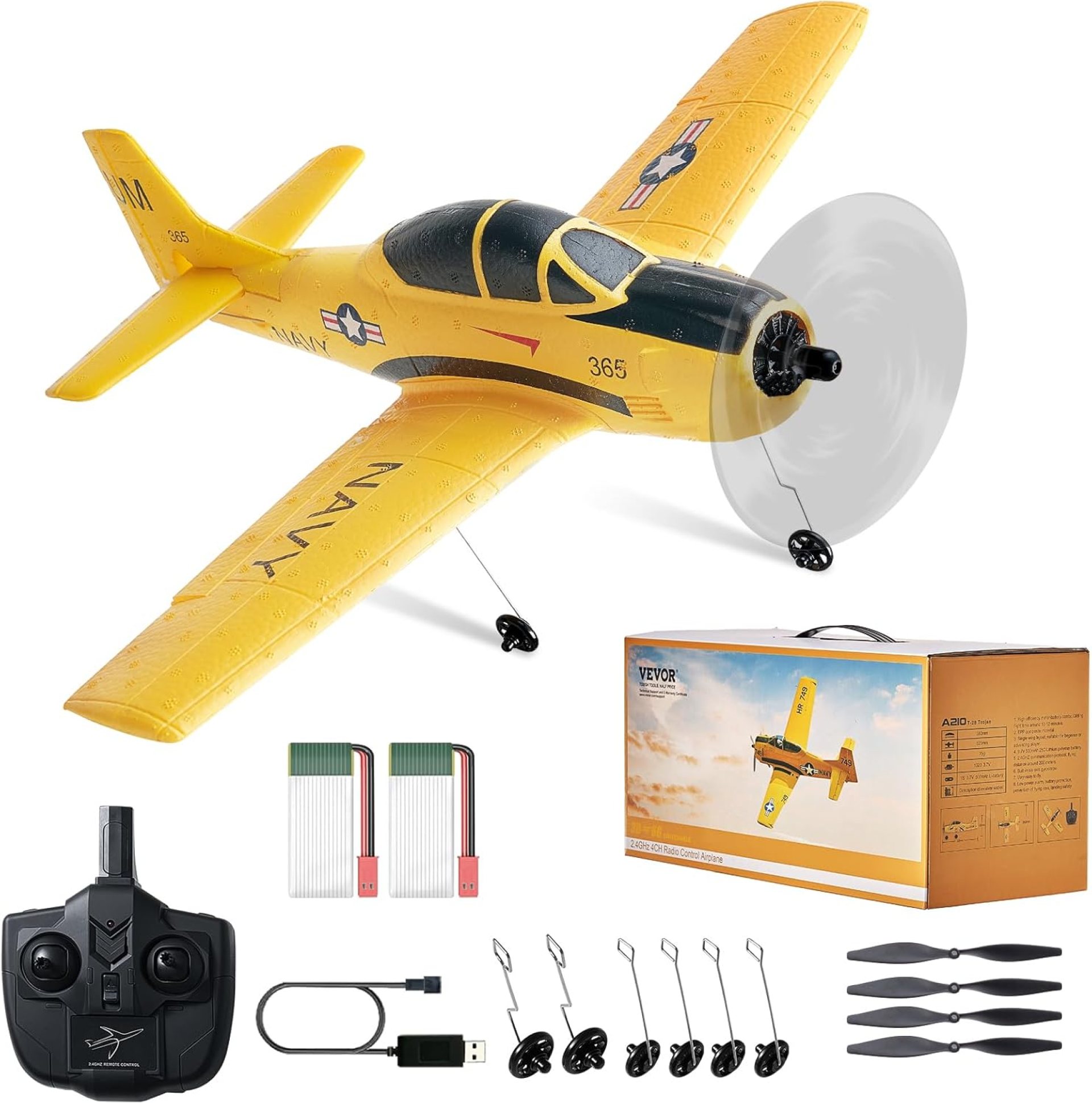 VEVOR RC Plane, 2.4GHZ 4 Channel RC Airplane with 6-Axis Gyro Stabilizer&2 Batteries, Ready to Fly T28 Trainer Aircraft Plane Toy, RC Glider for Adults Kids Beginners Boys Birthday/Xmas Child Gift VEVOR RC Plane, 2.4GHZ 4 Channel RC Airplane with 6-Axis Gyro Stabilizer&2 Batteries, Ready to Fly T28 Trainer Aircraft Plane Toy, RC Glider for Adults Kids Beginners Boys Birthday/Xmas Child Gift
