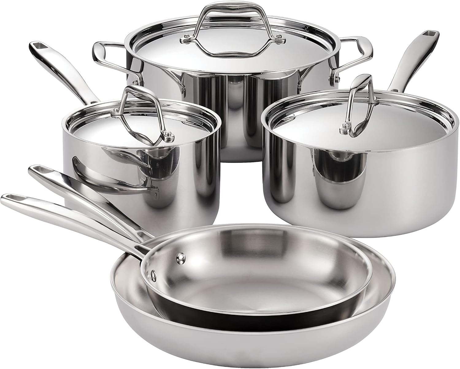 Tramontina Signature Tri-Ply Clad Stainless Steel 8-Piece Cookware Set with Lids, Pots and Pans Kitchen Set, Induction-Ready, Dishwasher-Safe, NSF-Certified, Made in Brazil Tramontina Signature Tri-Ply Clad Stainless Steel 8-Piece Cookware Set with Lids, Pots and Pans Kitchen Set, Induction-Ready, Dishwasher-Safe, NSF-Certified, Made in Brazil