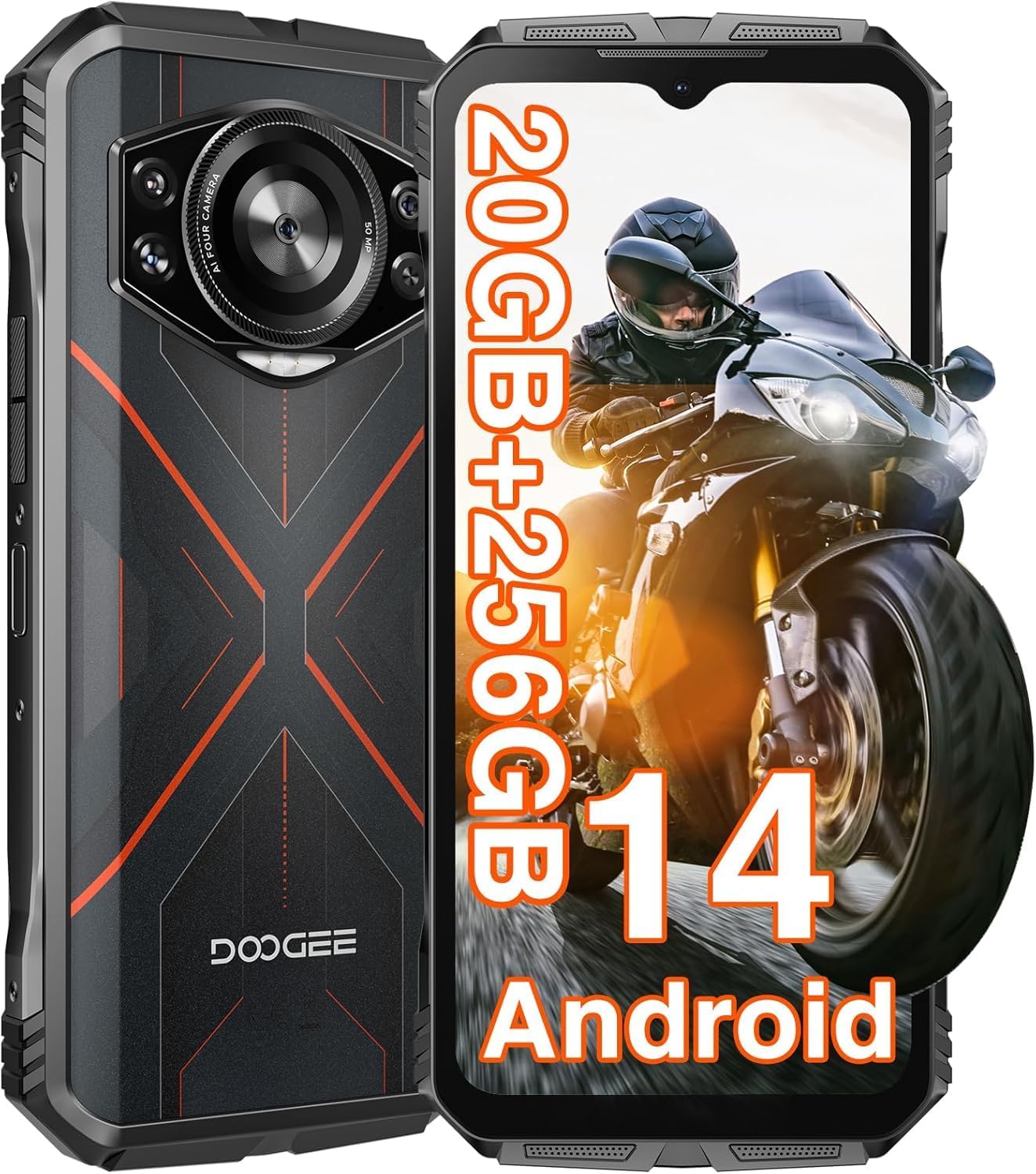 DOOGEE S Cyber 4G Rugged Cell Phone Unlocked,20GB+256GB Waterproof Cell Phone, 6.58″ HD+ Display,10800mAh Battery,50MP Rear+16MP Front Camera Phone, Dual SIM/OTG/GPS/NFC/Android 14 Smartphone Red DOOGEE S Cyber 4G Rugged Cell Phone Unlocked,20GB+256GB Waterproof Cell Phone, 6.58″ HD+ Display,10800mAh Battery,50MP Rear+16MP Front Camera Phone, Dual SIM/OTG/GPS/NFC/Android 14 Smartphone Red